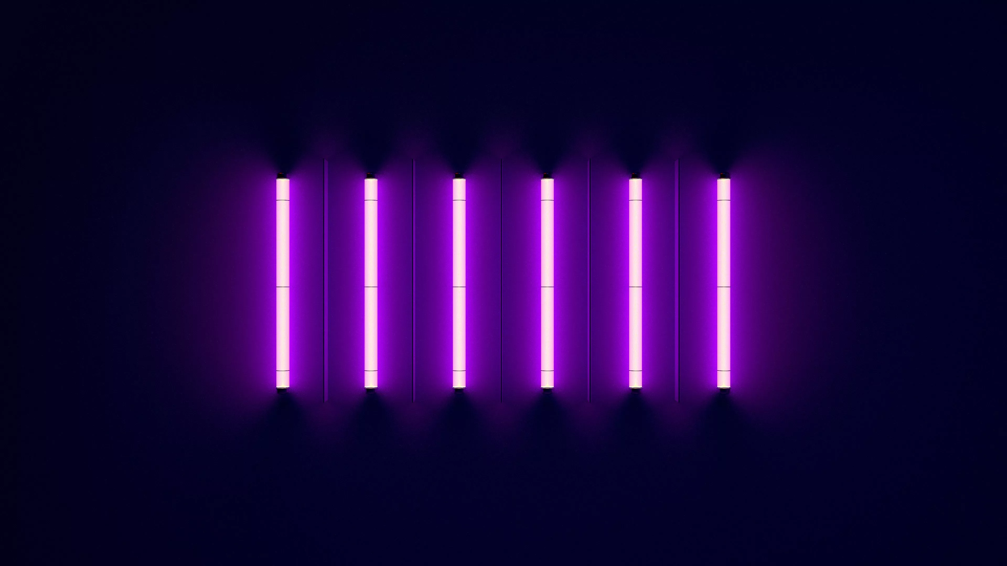 Purple Neon Lights 4K Wallpaper