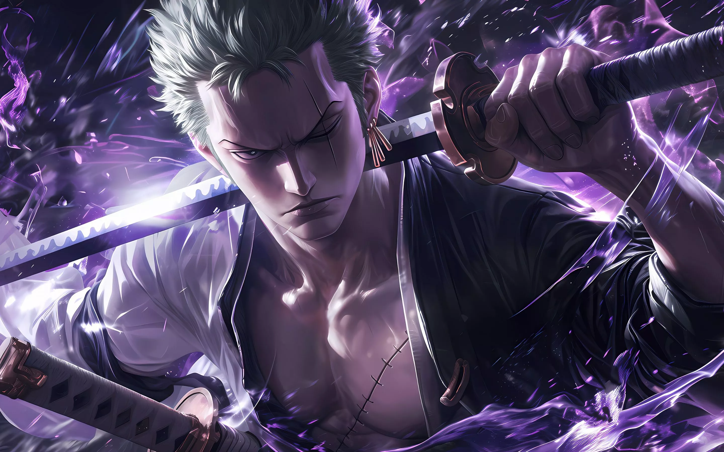 Roronoa Zoro Wallpaper 4K, Purple