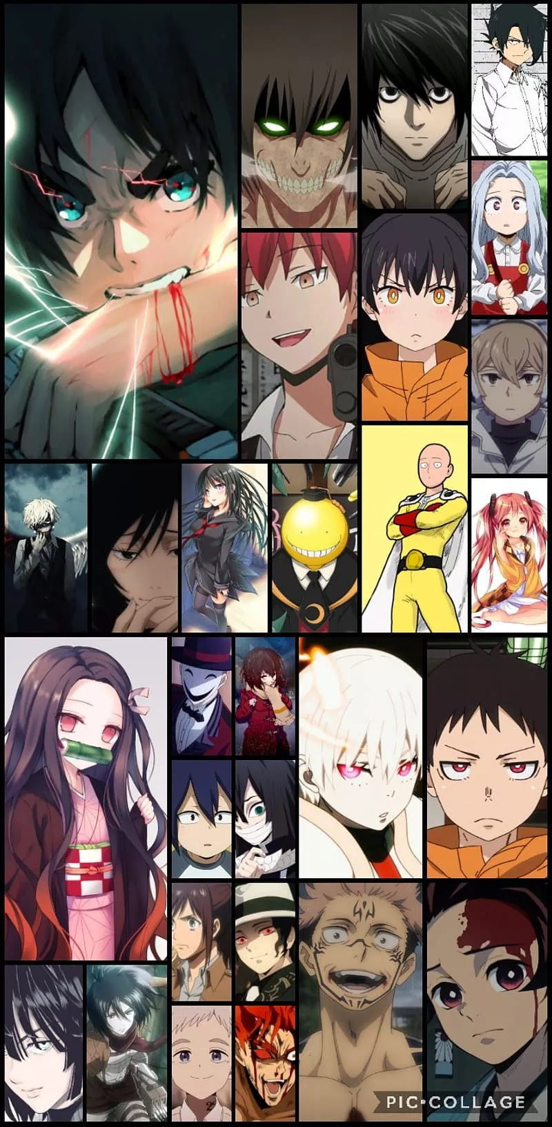 Anime Collage, Jujutsu Kaisen, AOT, MHA, Erased, OPM, The Promised Neverland, HD phone wallpaper