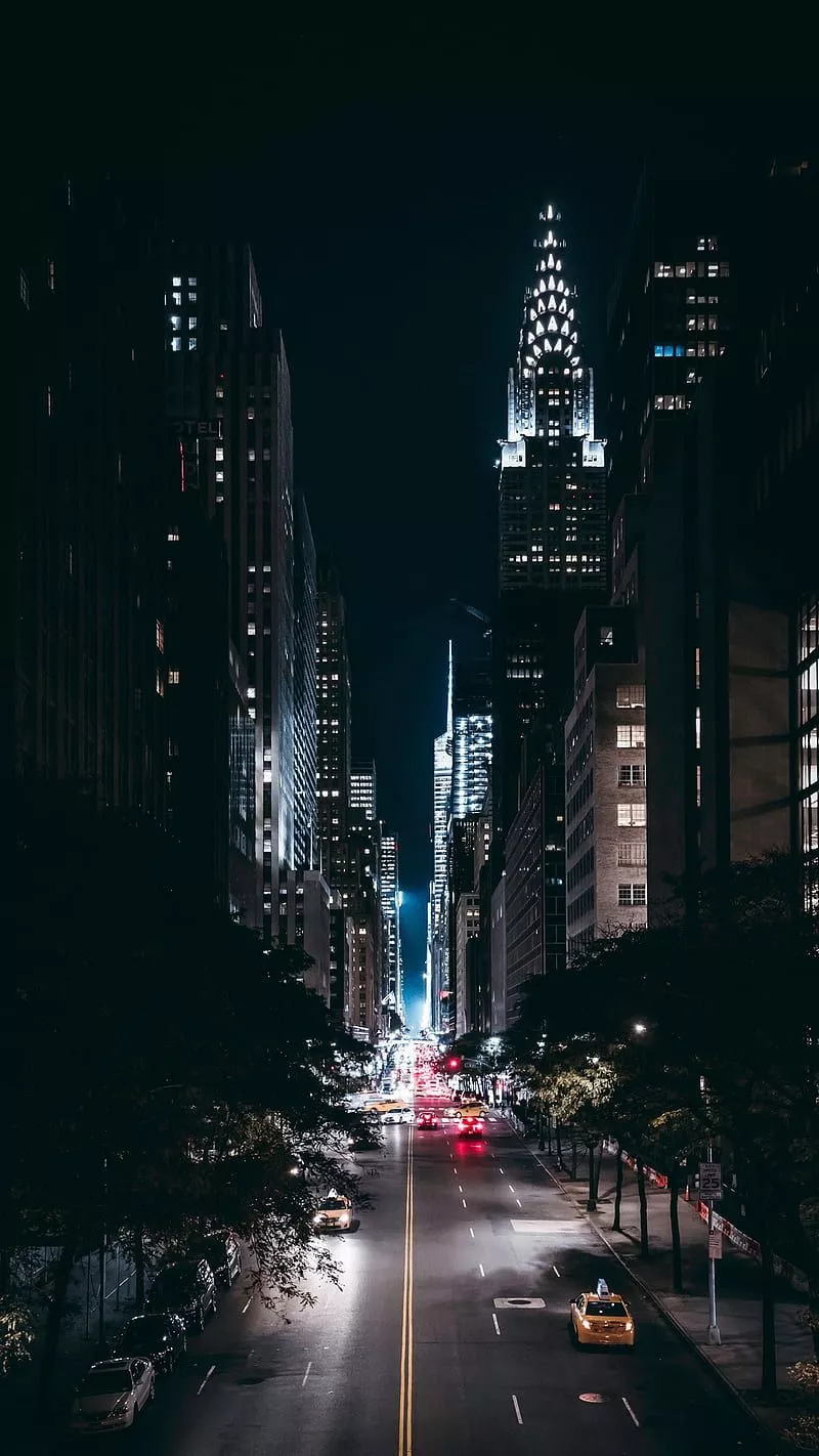 New york, city, night, street, taxi