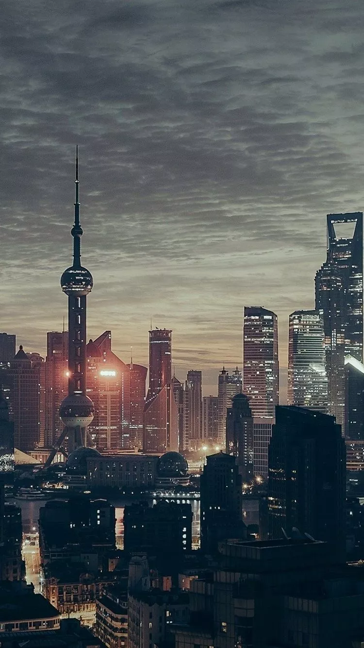 view, China cities, skyscrapers, lights