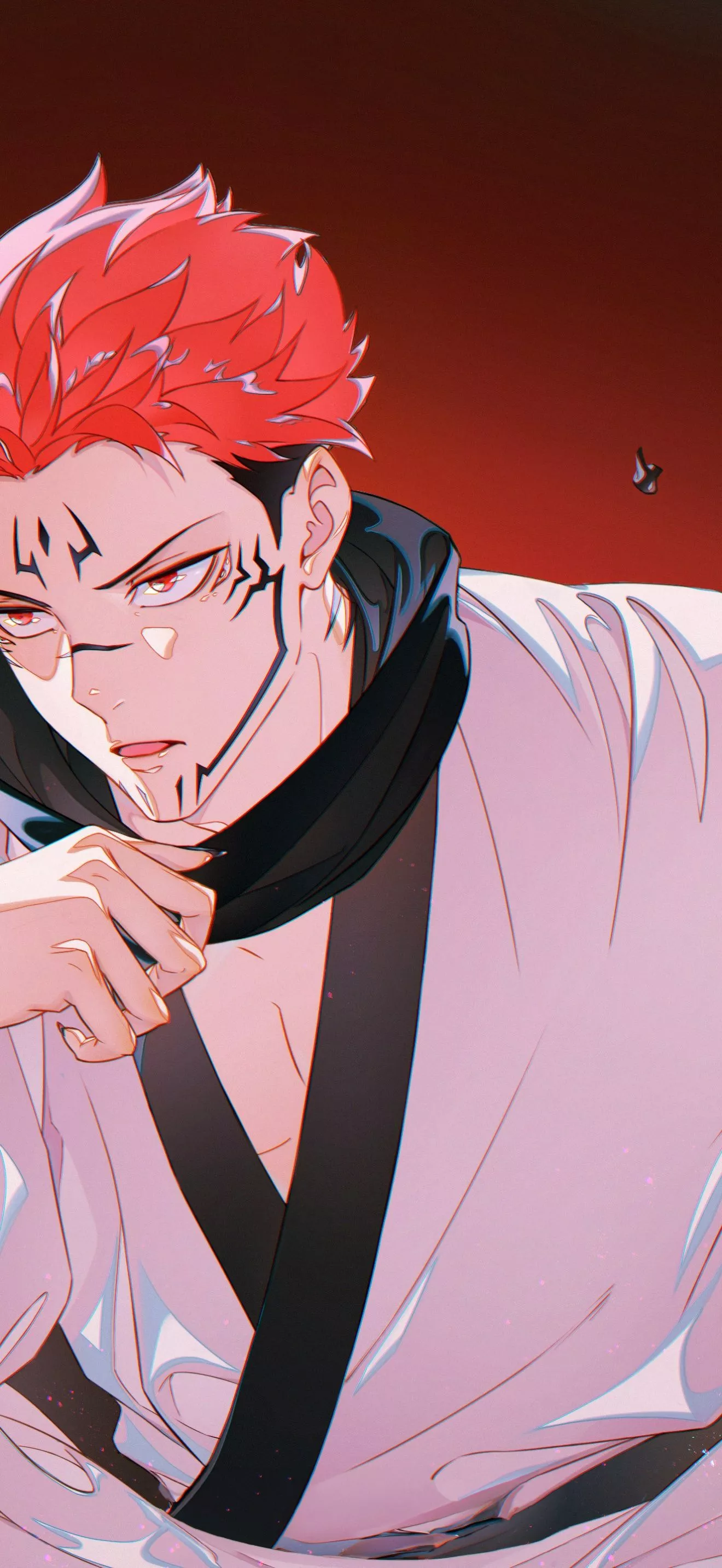 Sukuna Wallpaper 4K, Orange background