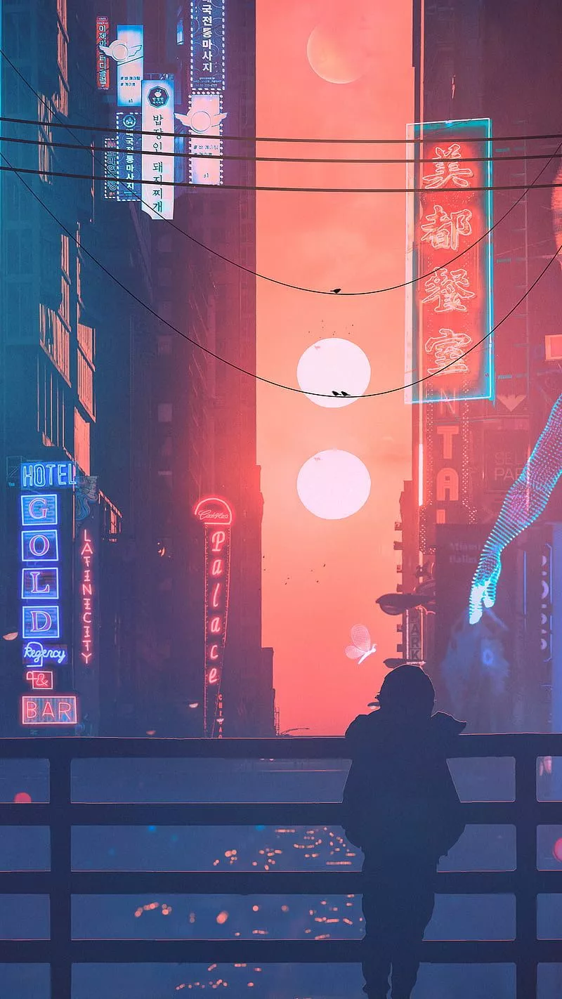 Cybercity, boy, cyberpunk, feelings