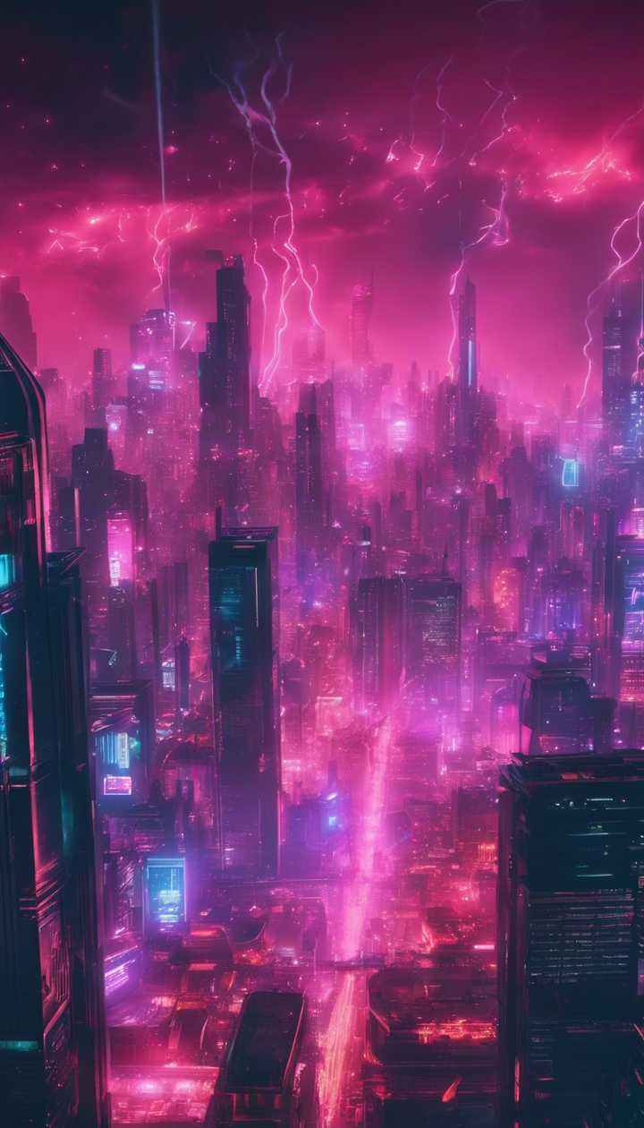A futuristic cyberpunk cityscape
