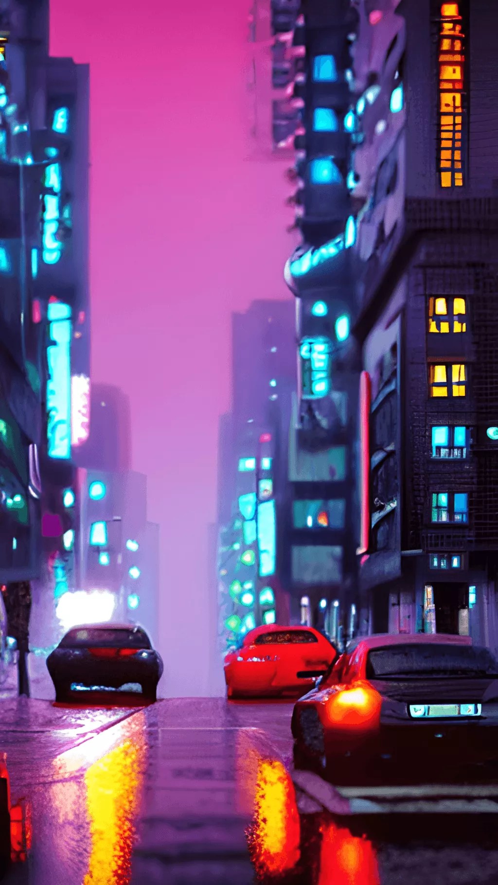 Rainy Foggy Cyberpunk City Neo Tokyo