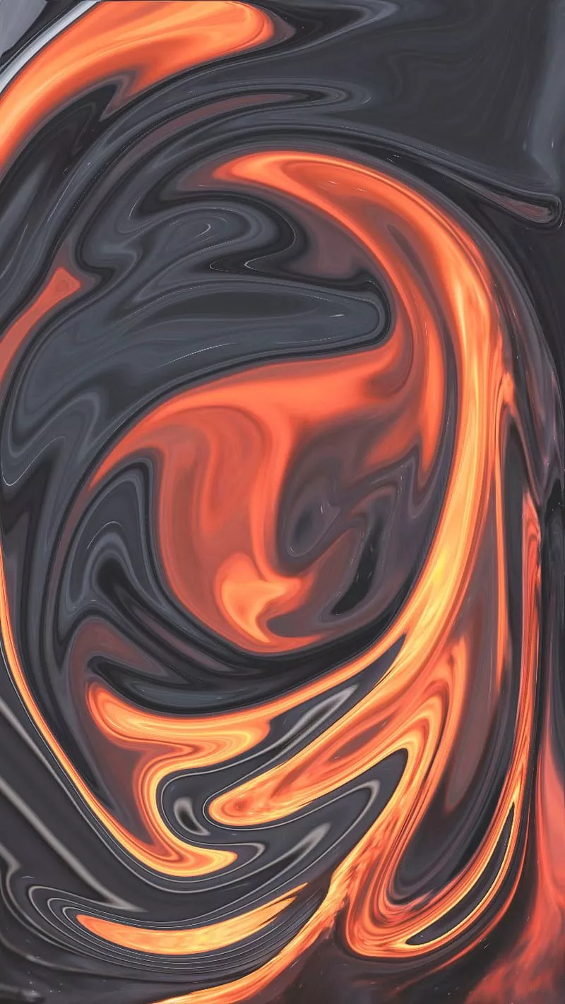 Liquid paint mixture, black and orange