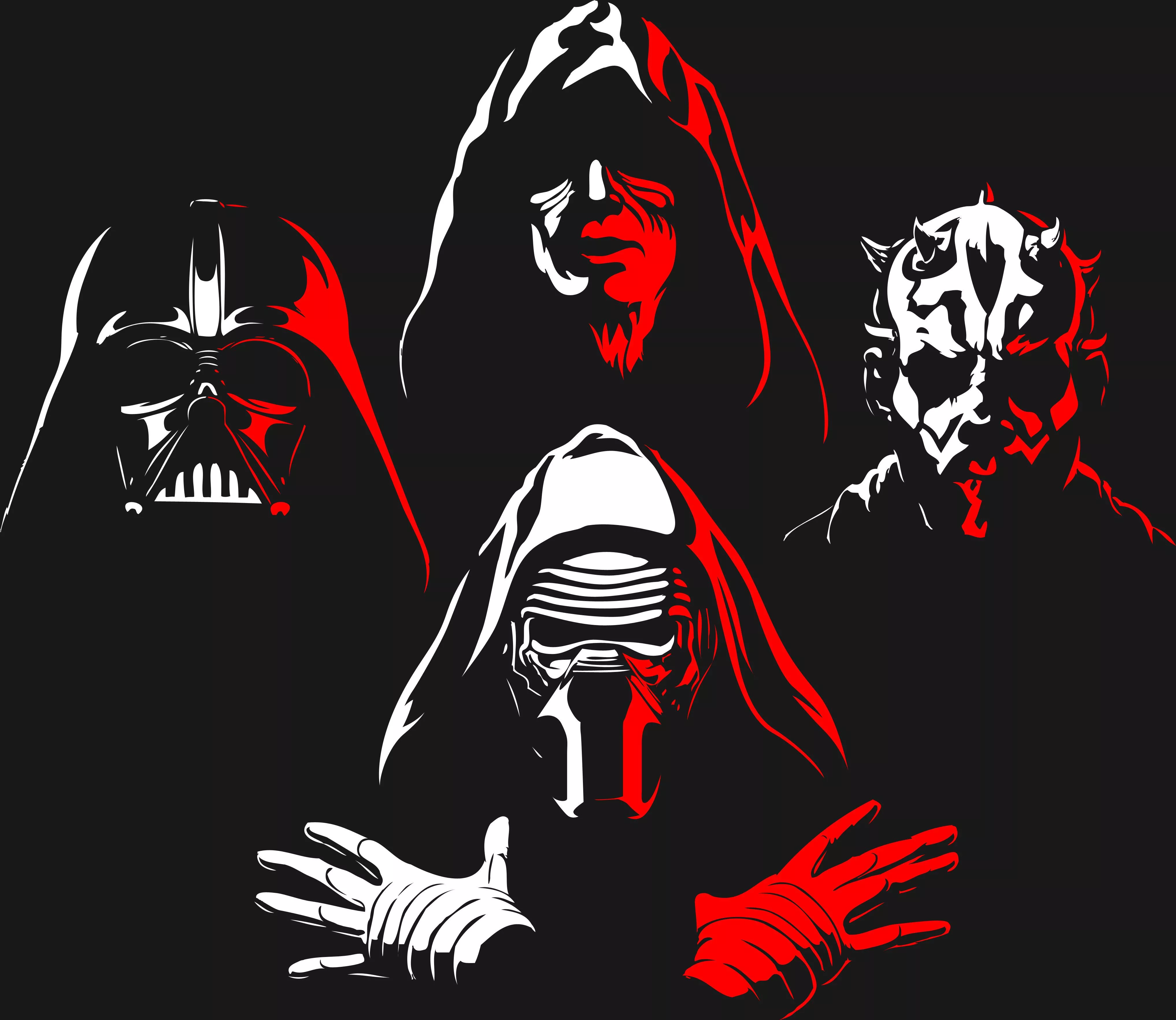 Wallpaper Star Wars, red, Darth Maul, Darth Vader, white, Kylo Ren for mobile and desktop, section минимализм, resolution 4069x3528