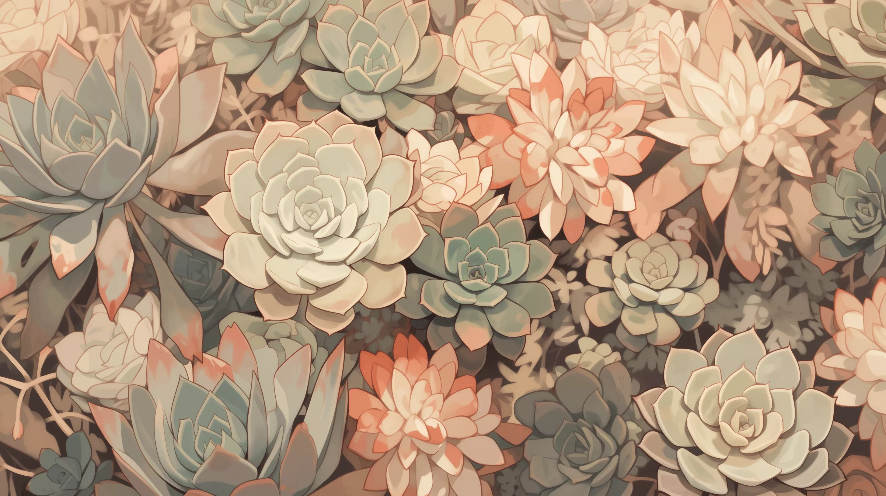 Exquisite Succulent Garden HD Wallpaper