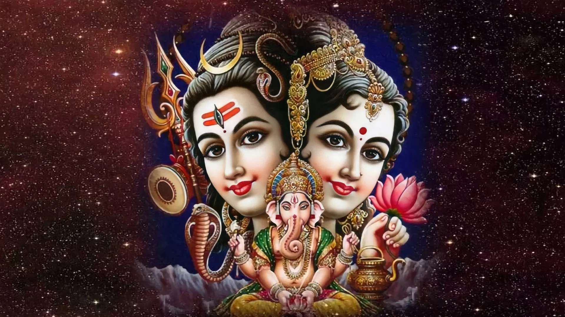 Shiv Parvati HD Galaxy Background
