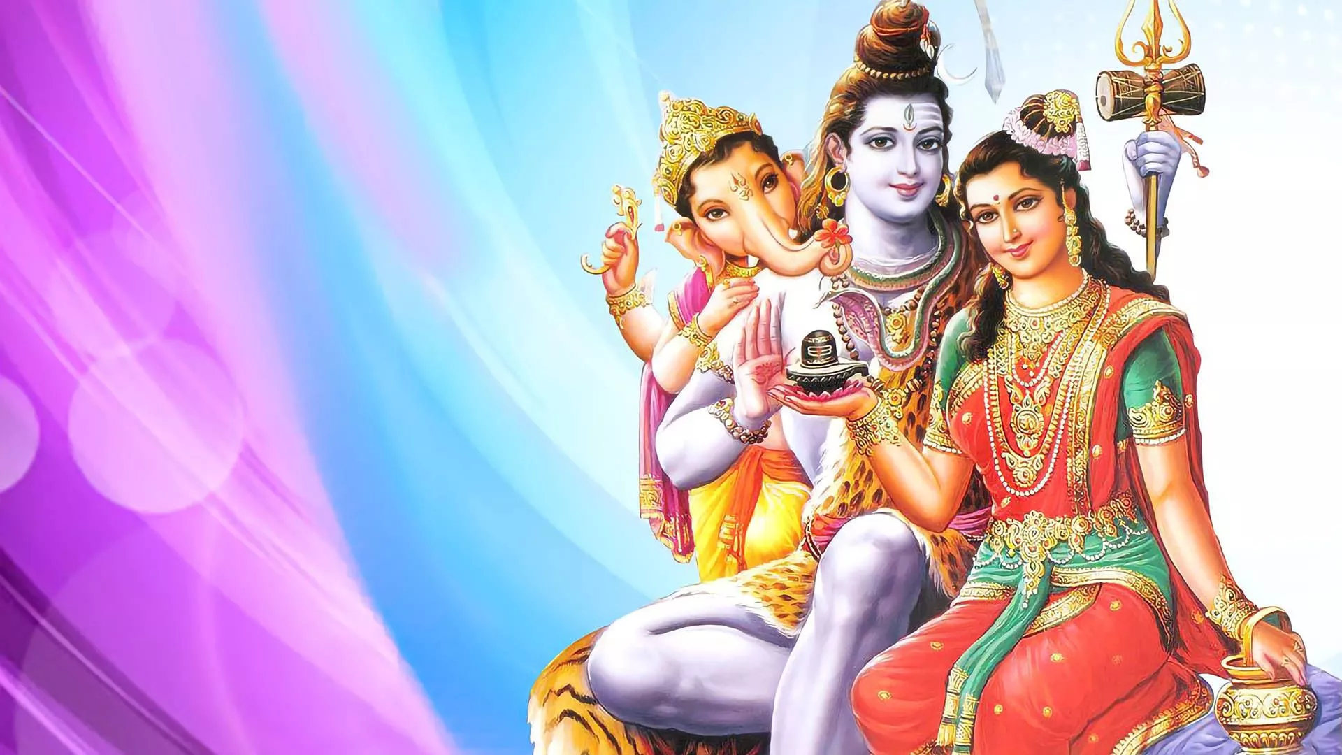 Shiv Parvati HD Happy Family Wallpaper