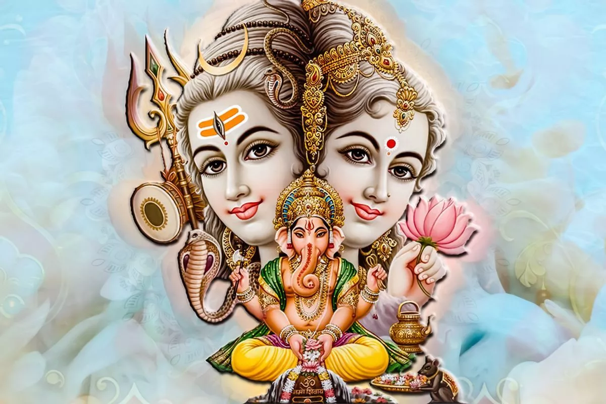 Shiv, Parvati and Ganesha Wallpaper