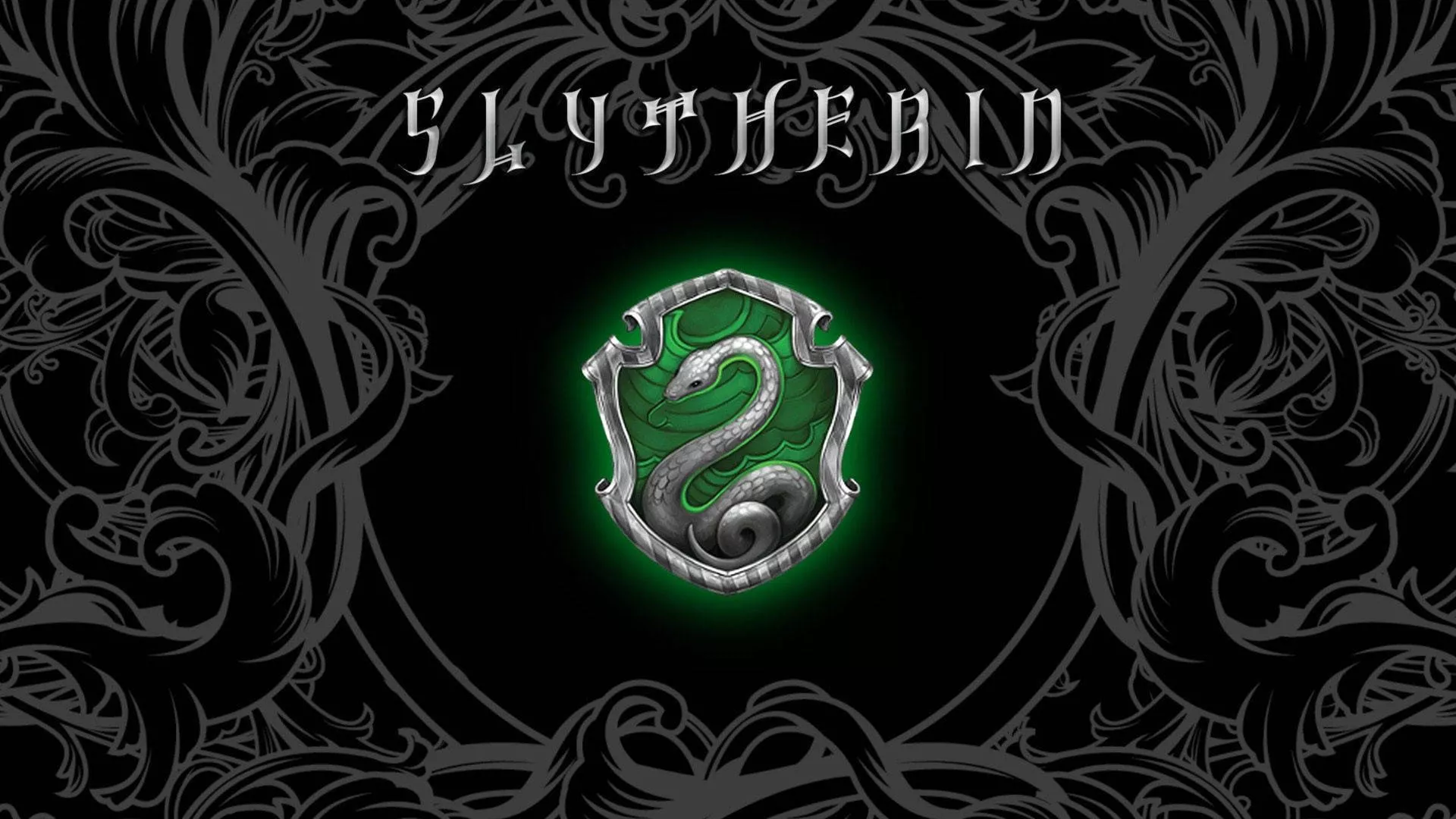 Black Slytherin Logo Waves Wallpaper