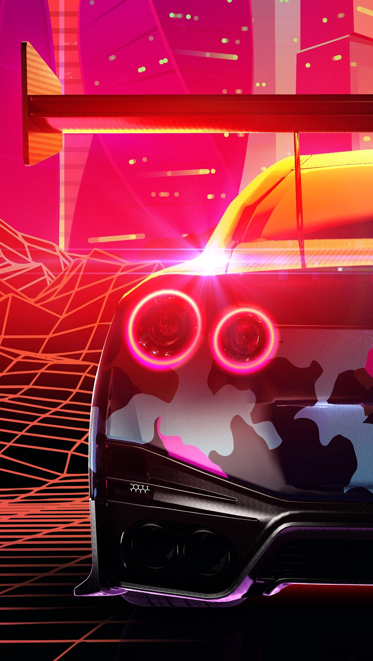 Nissan GTR retrowave Wallpaper 4k HD