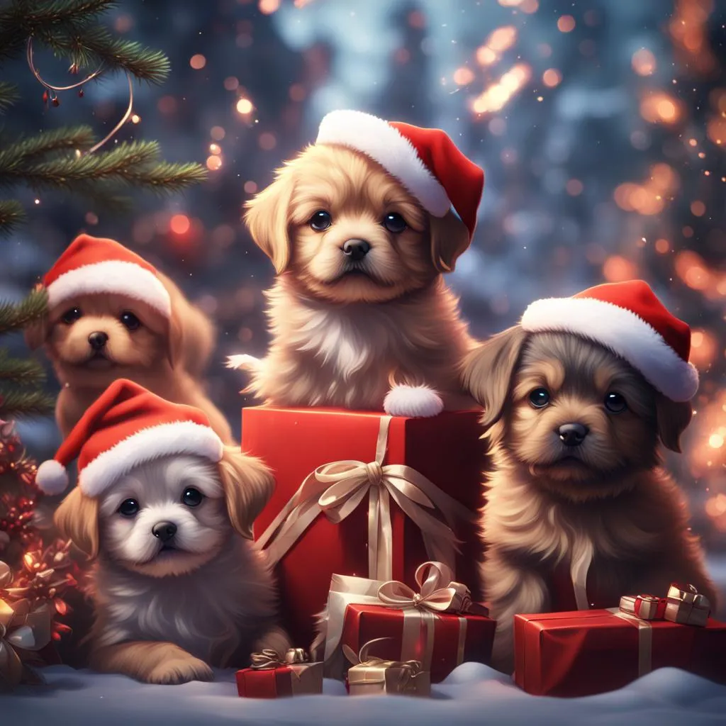 Happy Christmas puppies