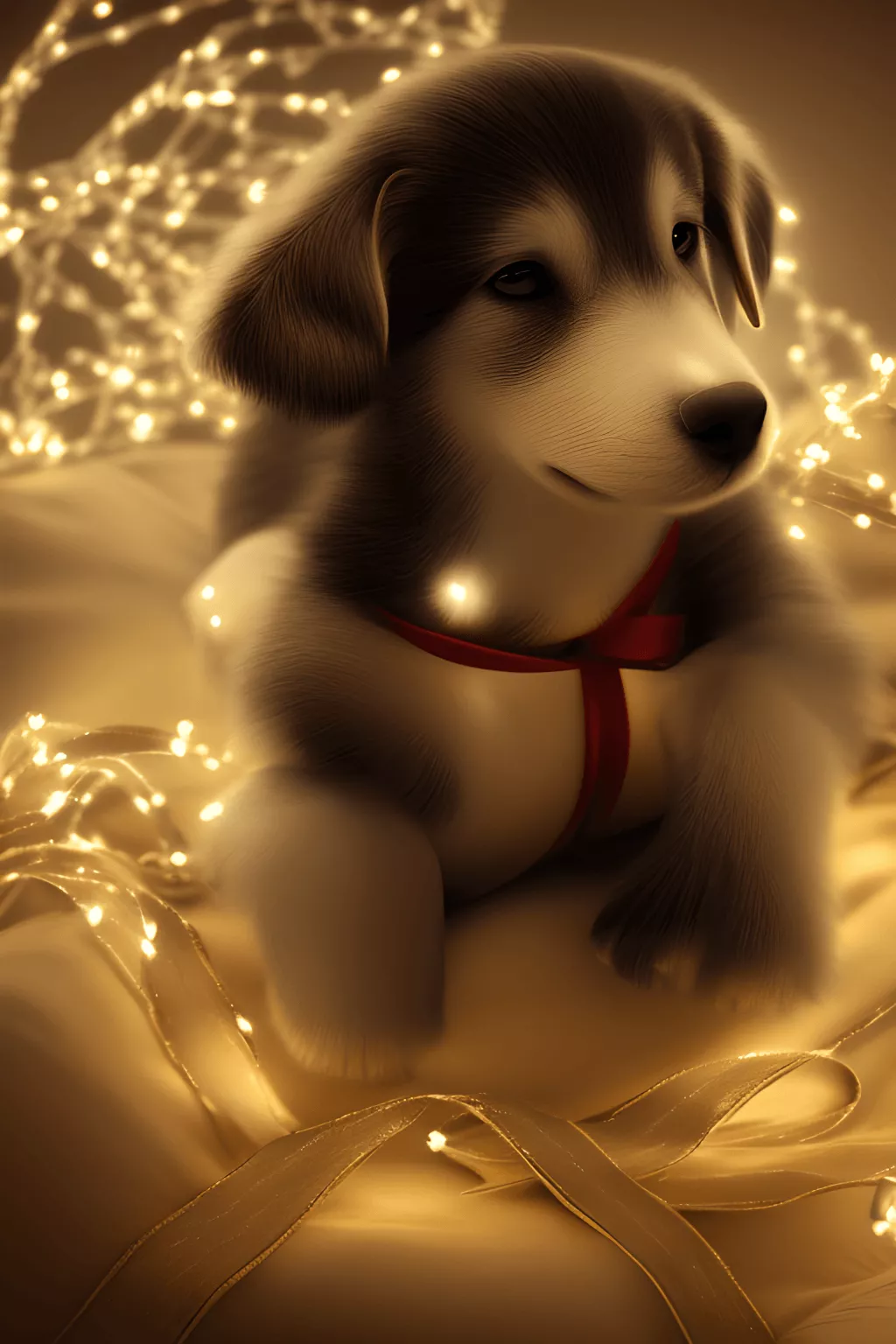 Beautiful Detailed Young Puppy Wrapped