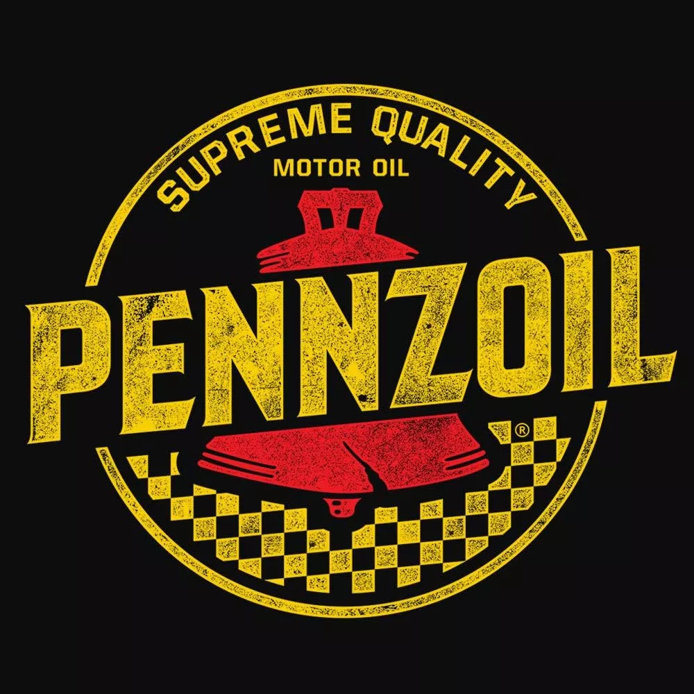Tee Luv Men's Distressed Pennzoil Motor Oil Logo Shirt, Size: Medium, Black
