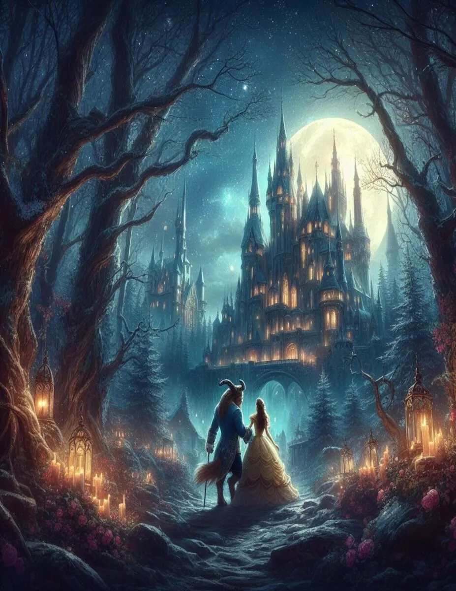 Fairy tale Castle Vintage decor art