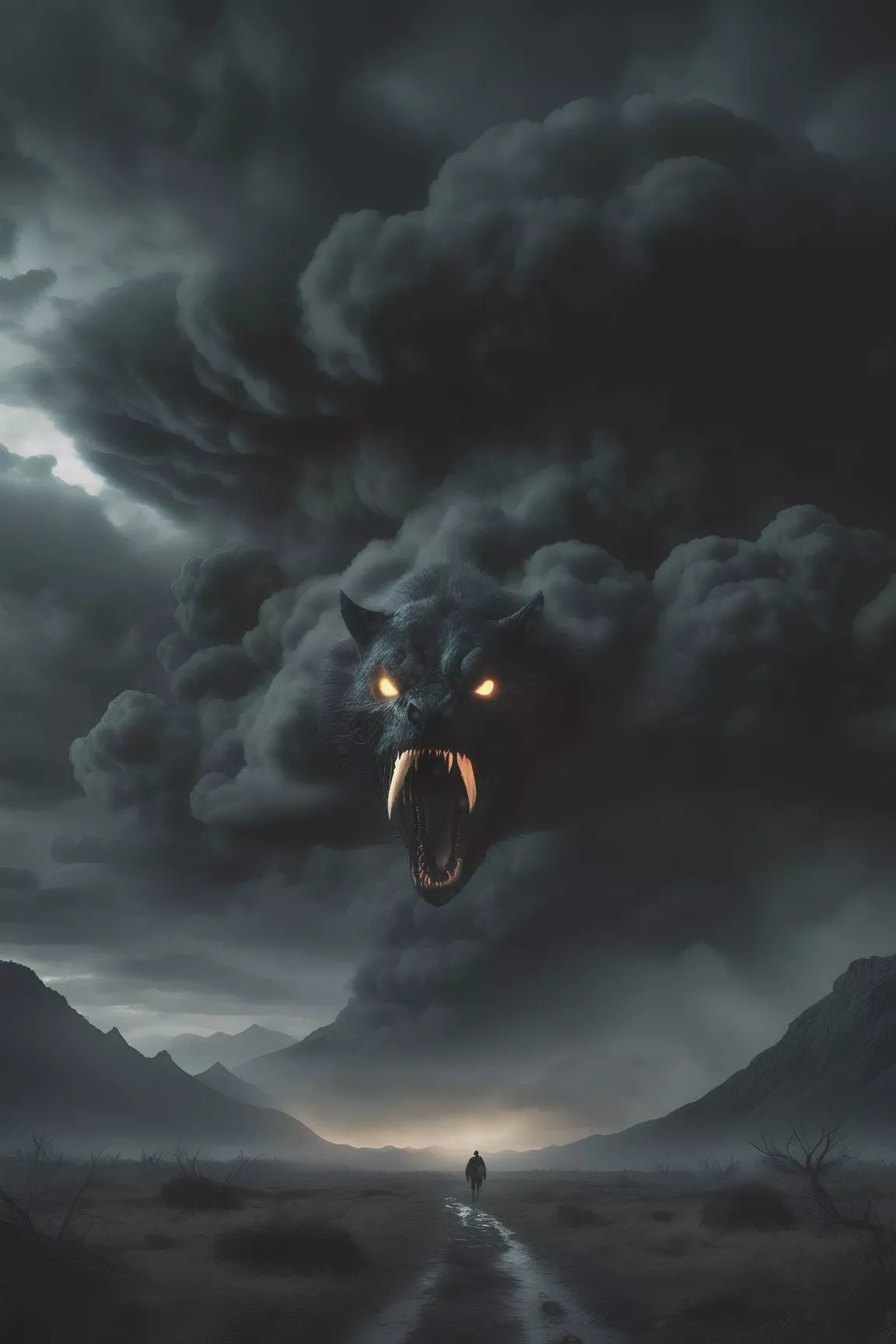 Dark atmosphere, ominous black. image