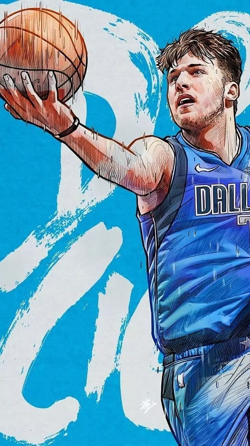 Luka Doncic with Basketball Art, art