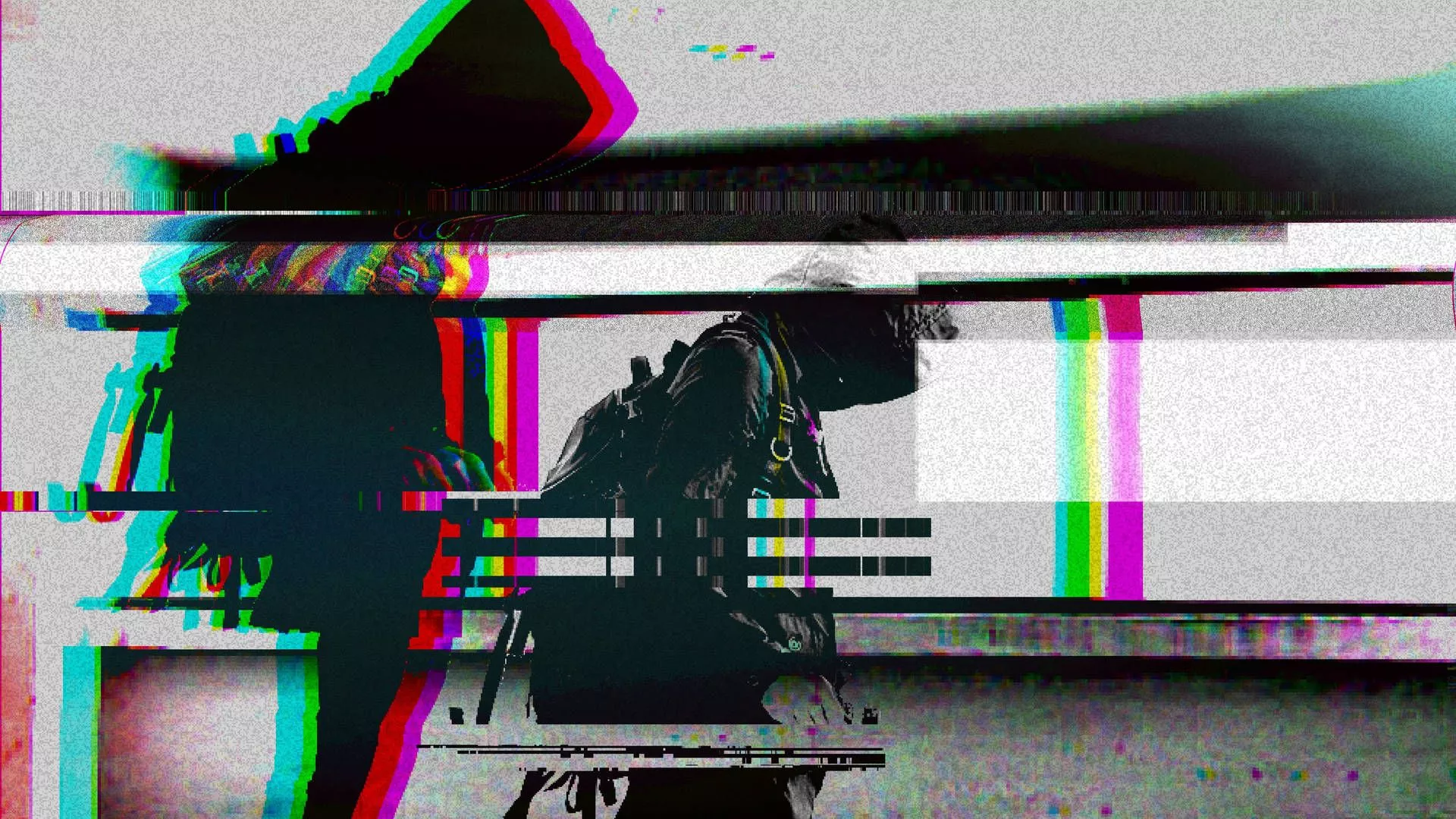 Hooded Men Glitch Wallpaper