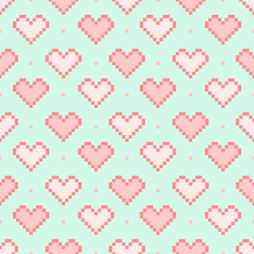 Vector pink hearts on green