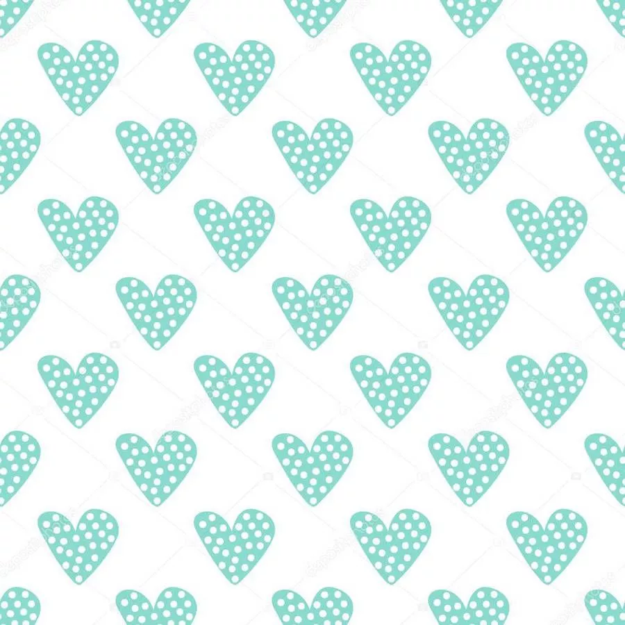Pastel Green Dotted Hearts Wallpaper