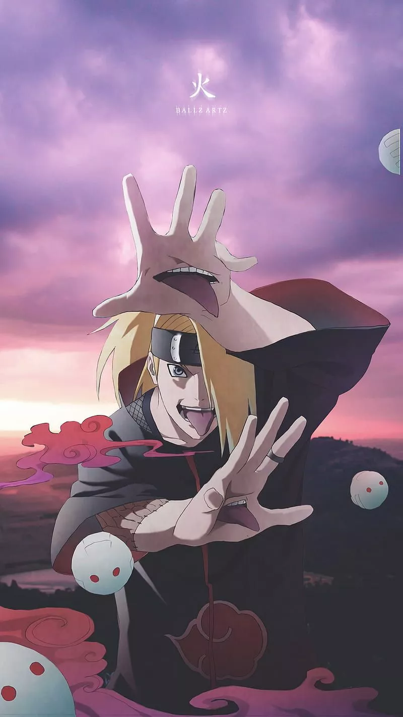 Deidara, akatsuki, anime, ball, black