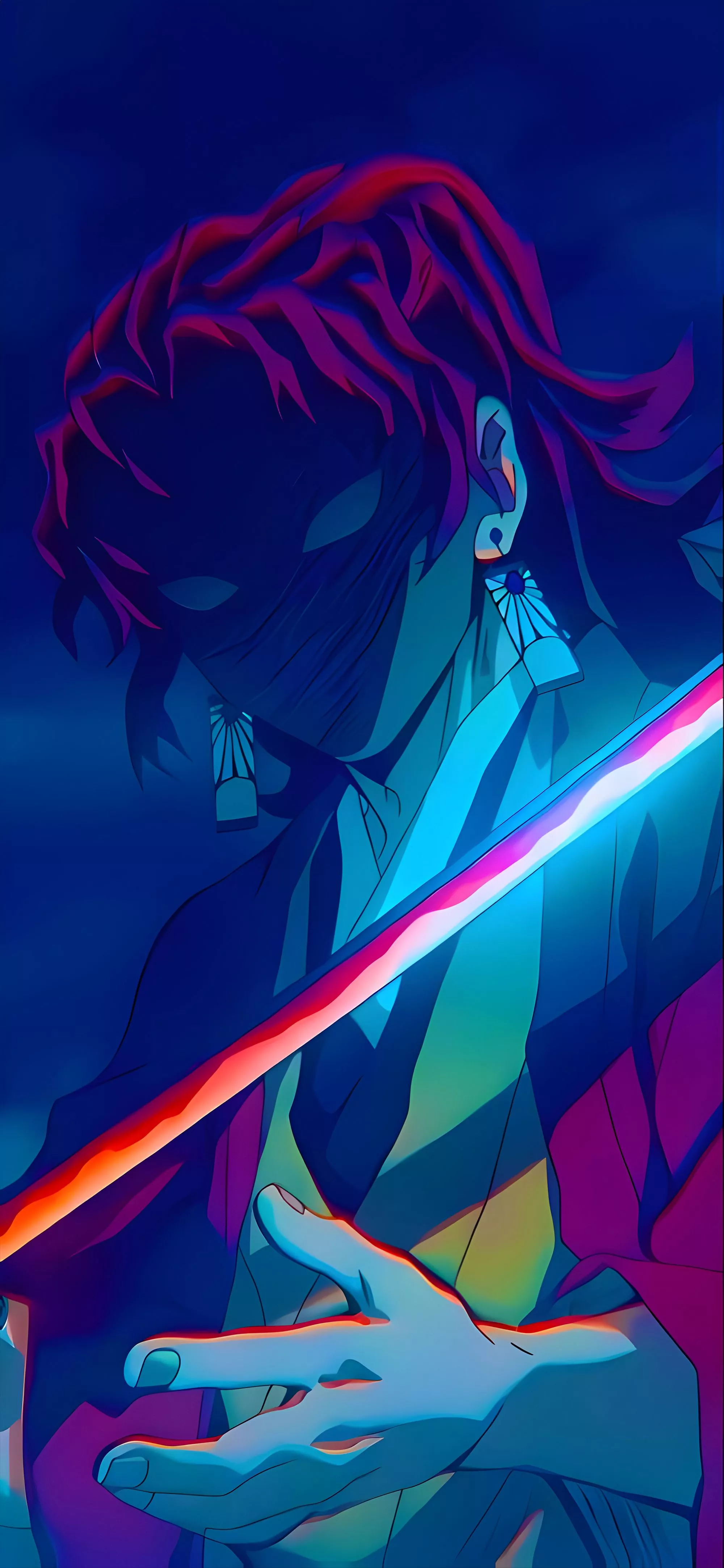 Yoriichi Tsugikuni Neon Blade Wallpaper HD Wallpaper