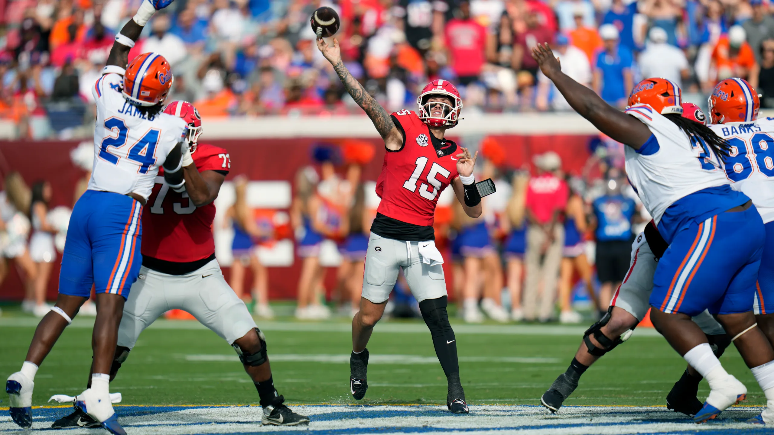 Carson Beck overcomes 3 INTs to lead No