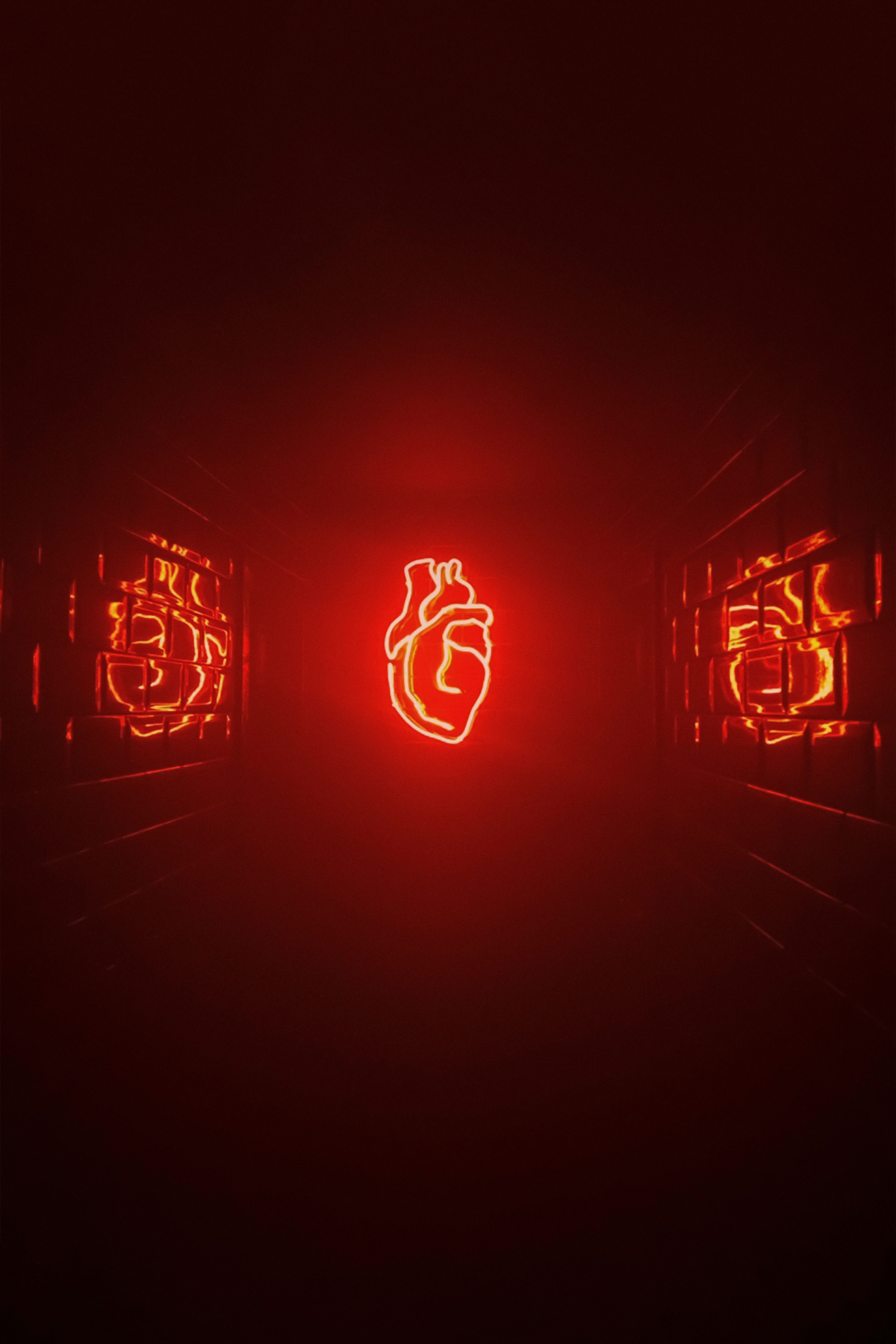 Neon heart shining in red · Free Stock