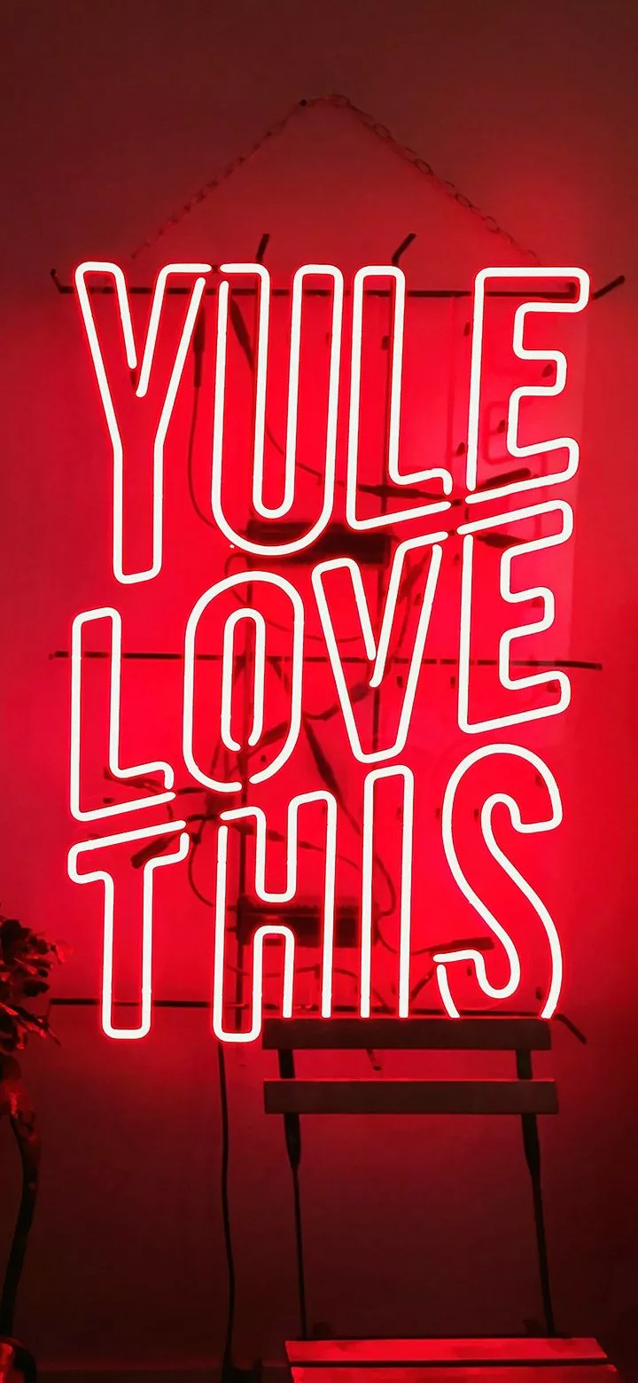 Cool Red LED Signage 4K Phone Wallpaper