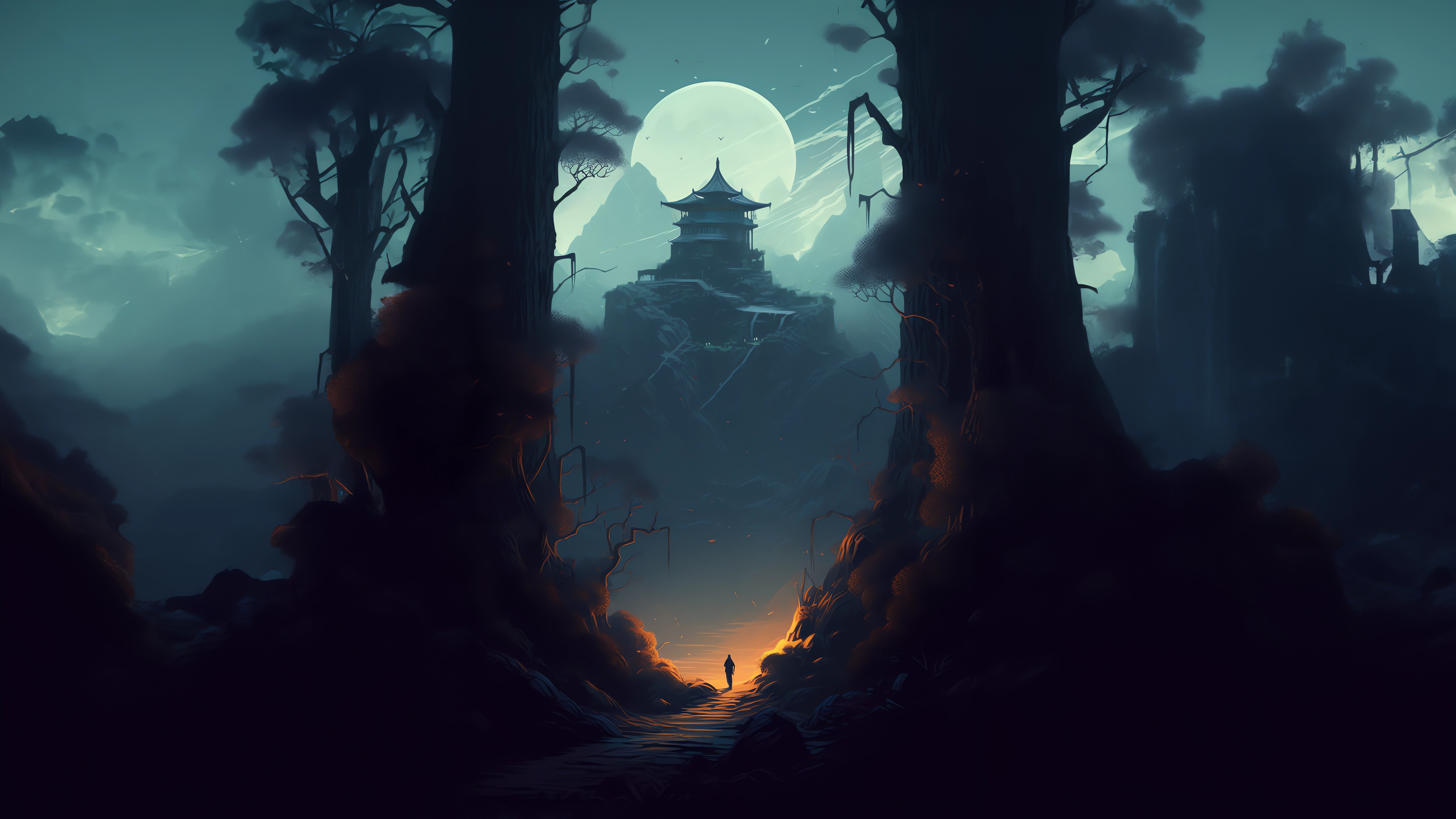 4K Lone Japan Castle Wallpaper