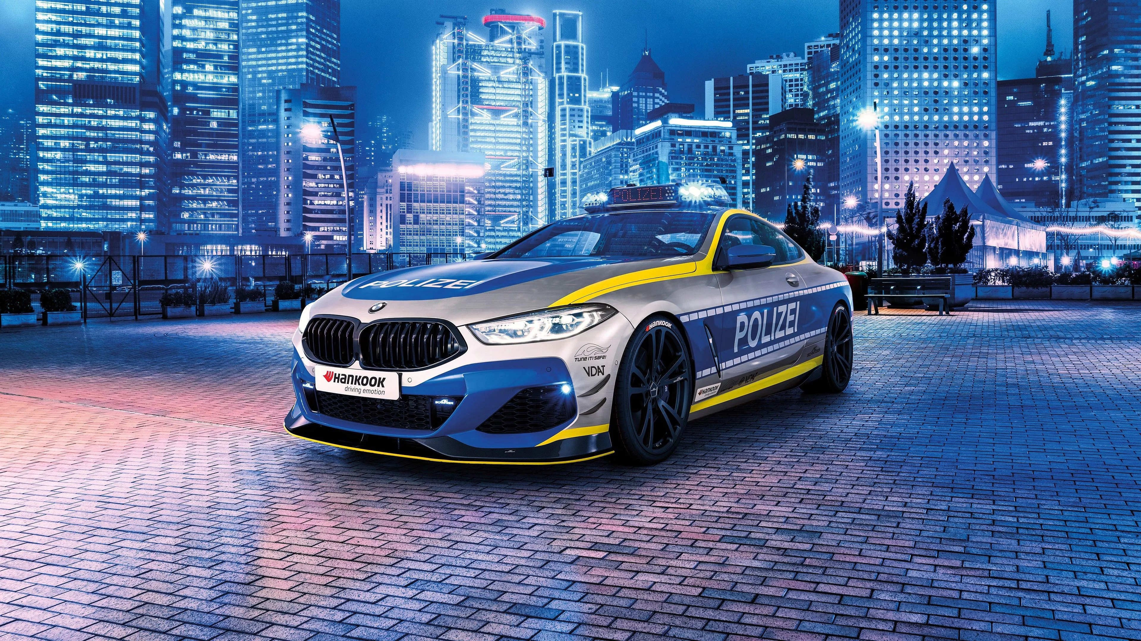 4K, police cars, vehicle, night