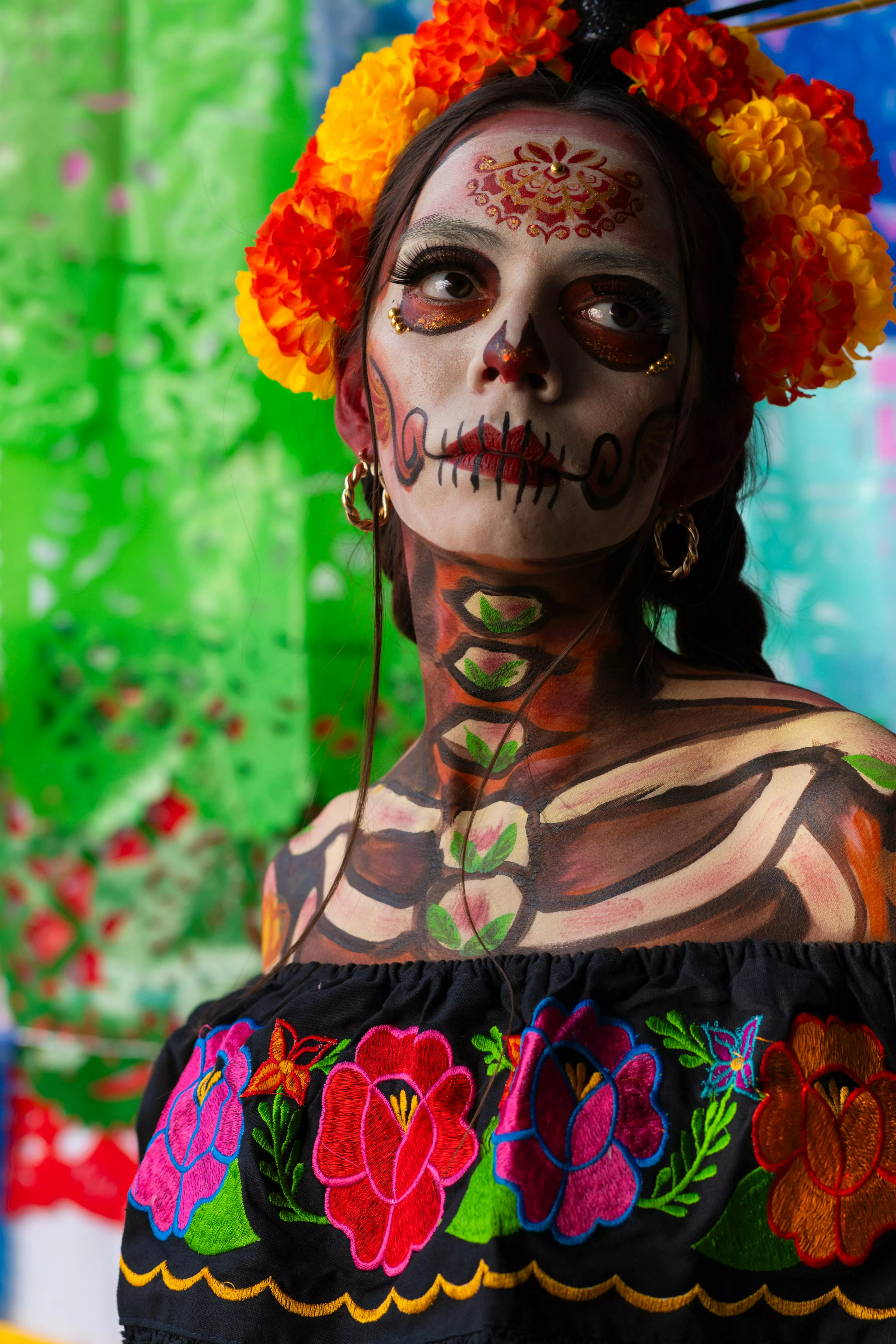 La Calavera Catrina in a Floral Dress