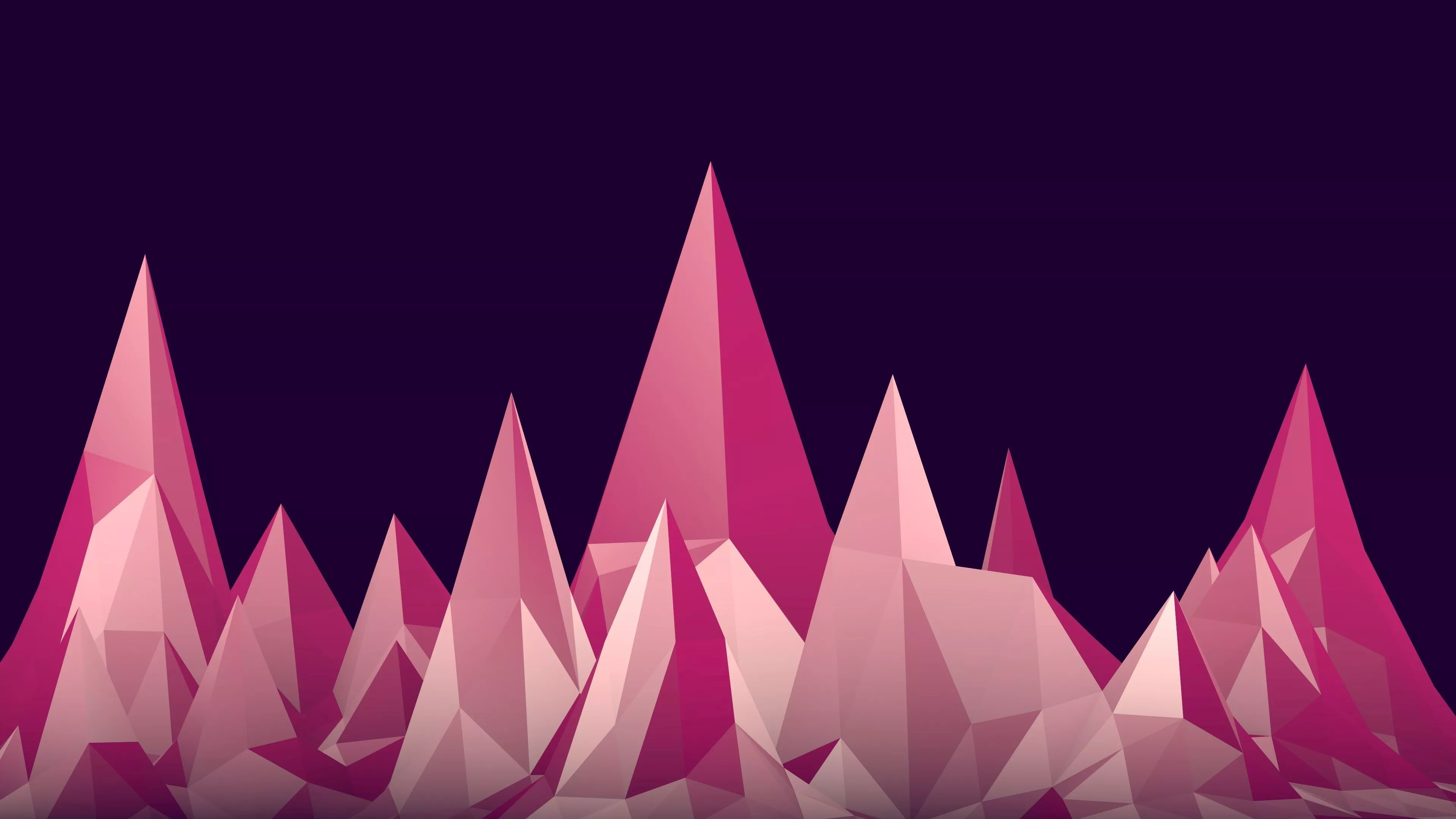 Low Poly 4K Pink Mountains Wallpaper