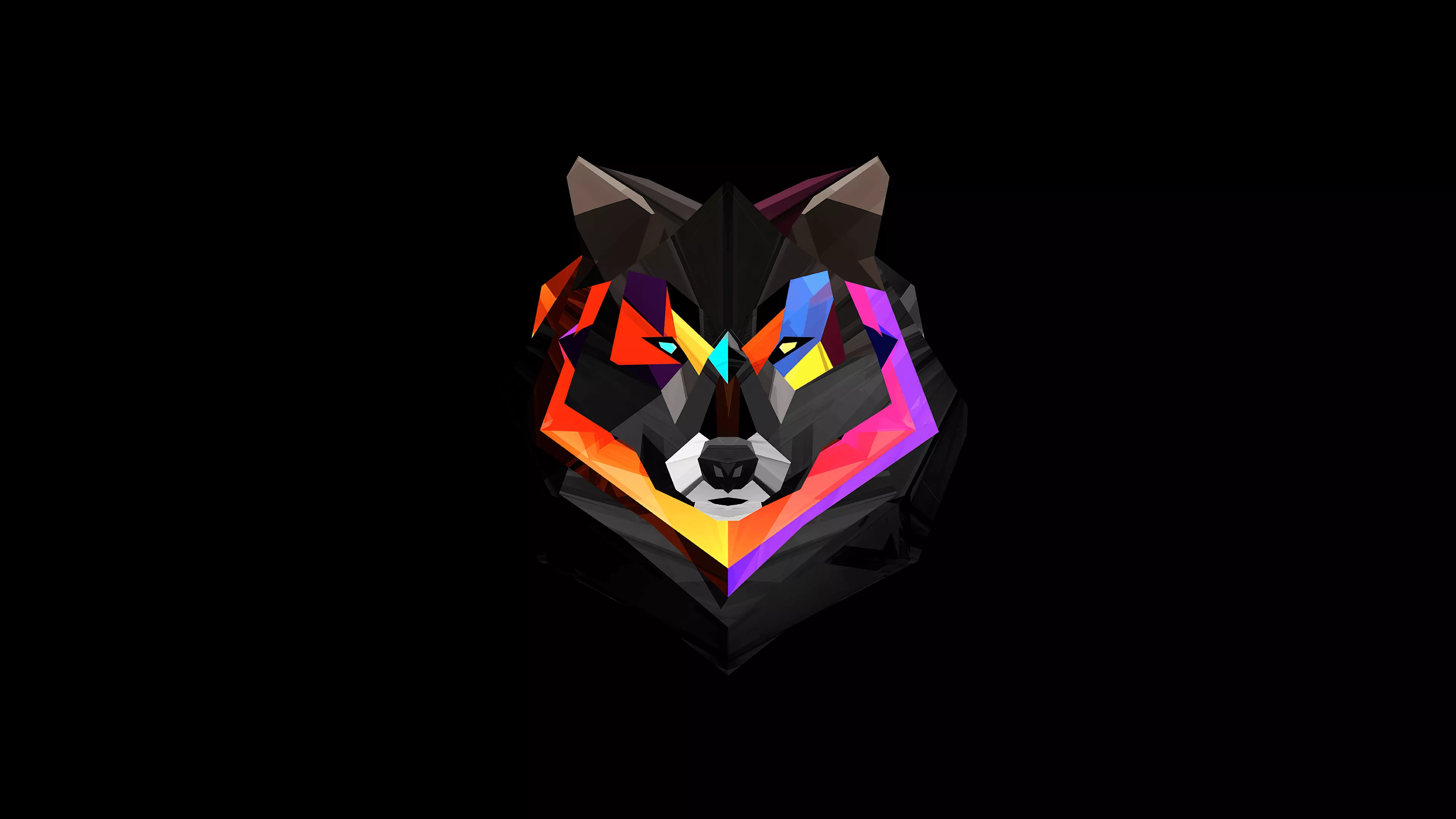 Wolf Wallpaper 4K, Low poly, Colorful