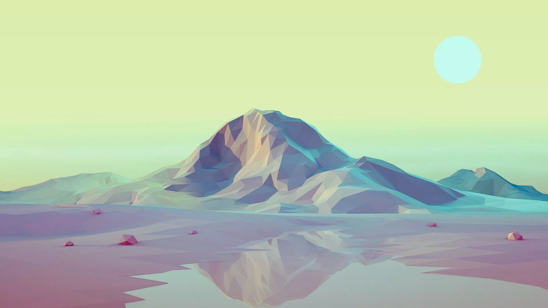 Low Poly Sunrise Mountain Portrait