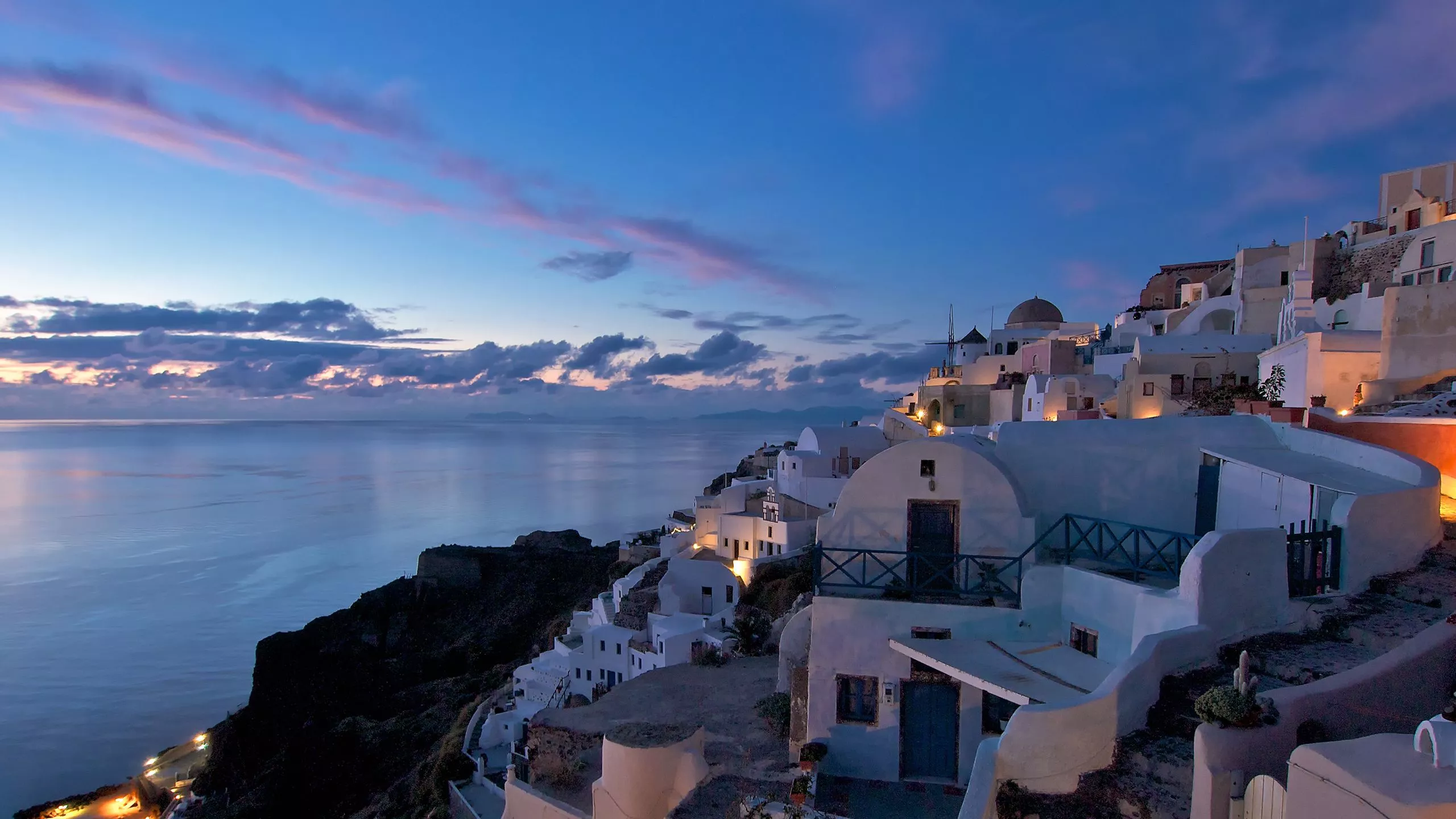 Greece Santorini Under Blue Sky HD