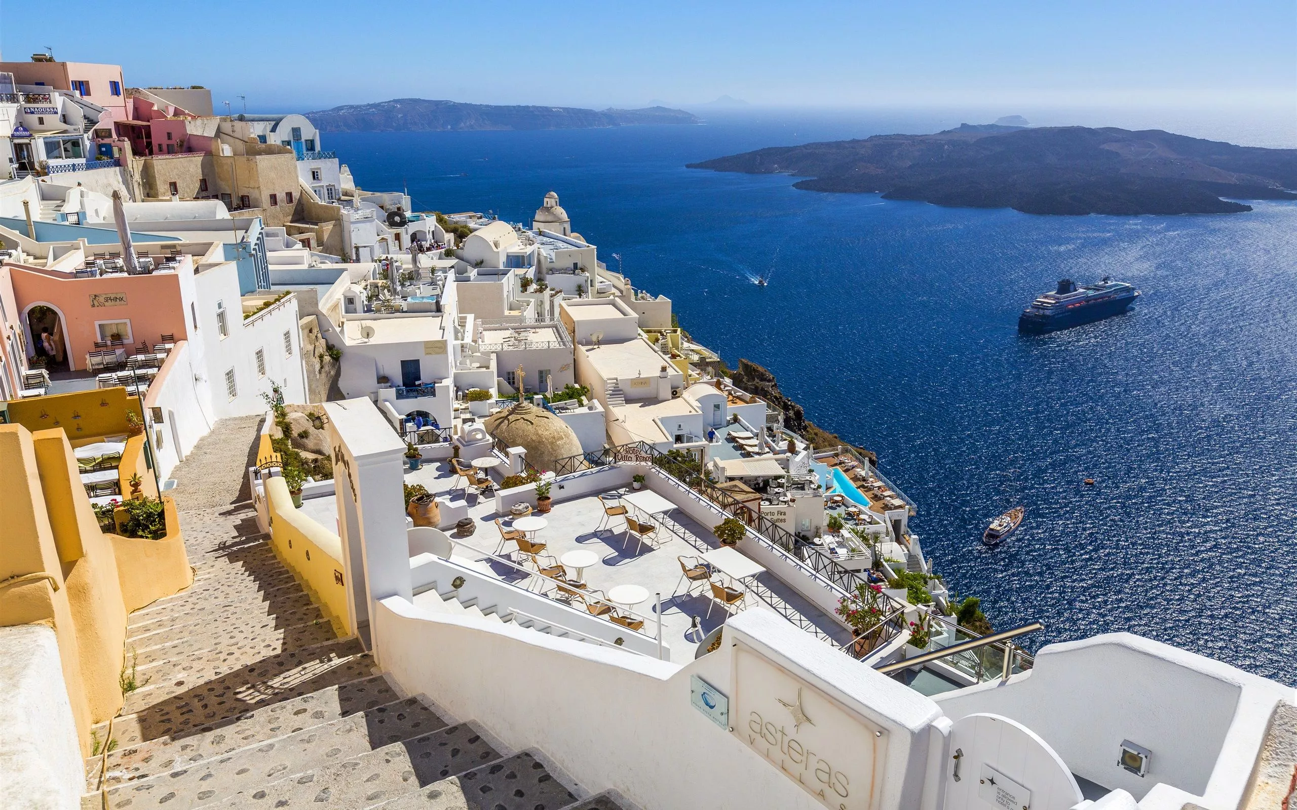 Wallpaper Greece, Santorini, sea, coast