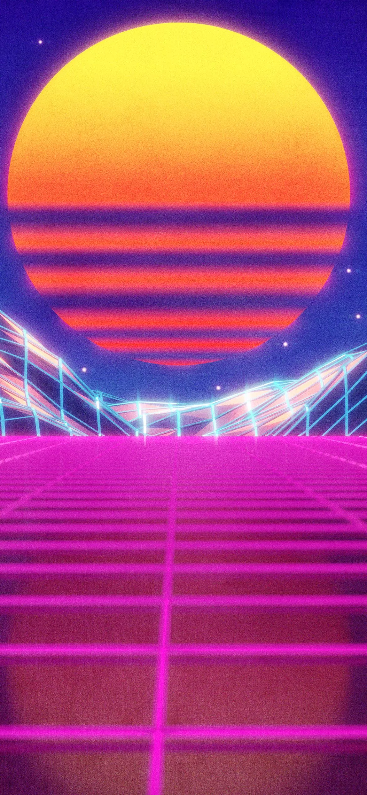 Neon Sun Artistic Retrowave Phone Wallpaper
