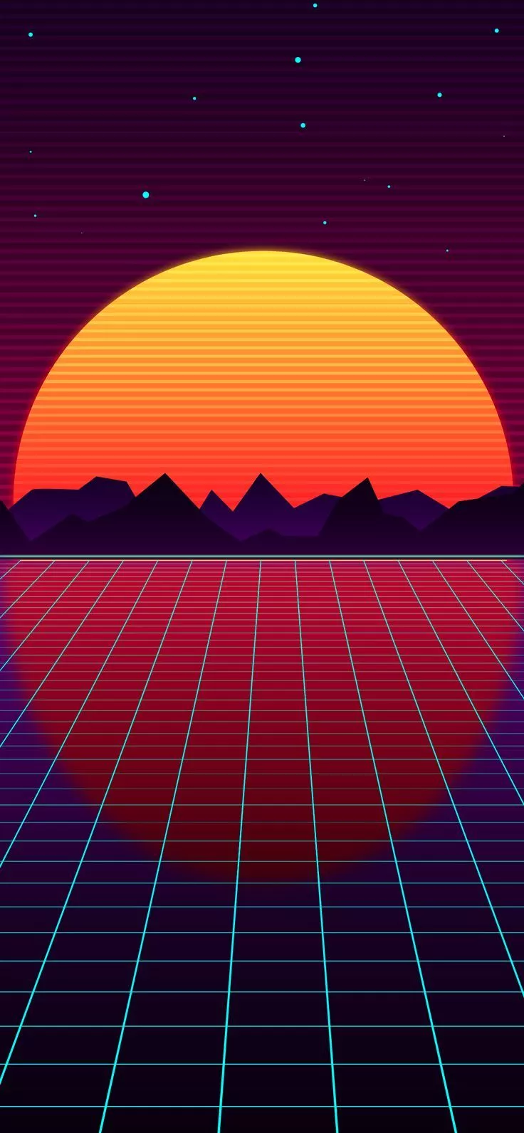 Retro style outrun wallpaper for phone in hd