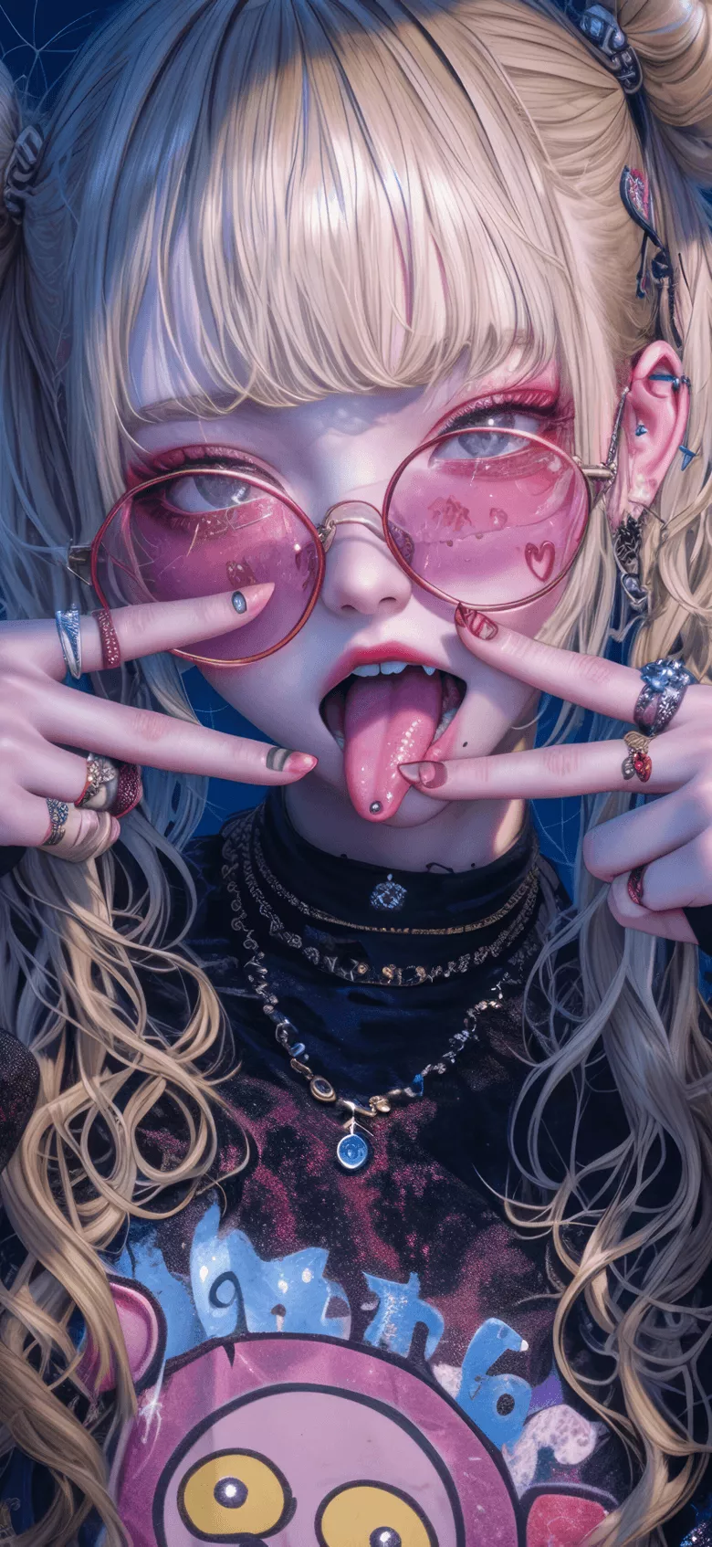 Anime Girl Glasses Tongue Out