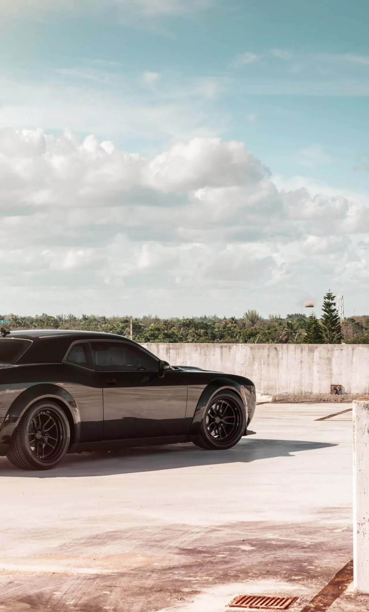 black, dodge challenger srt, muscle car