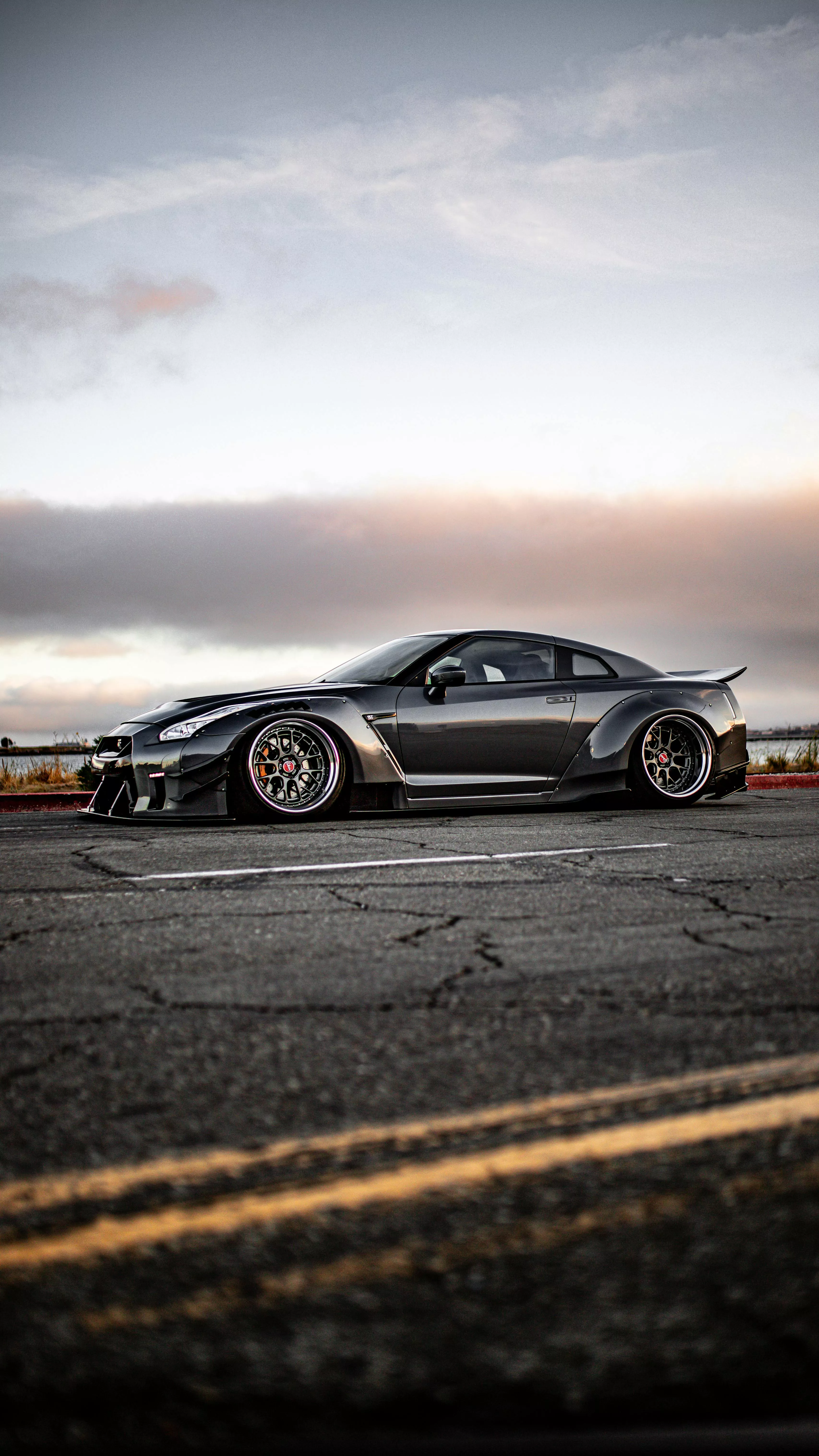 A Nissan GT R On An Asphalt Street