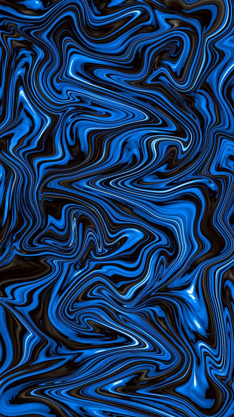 Abstract blue liquid, black, colorful, colors, flow, mix, HD phone wallpaper
