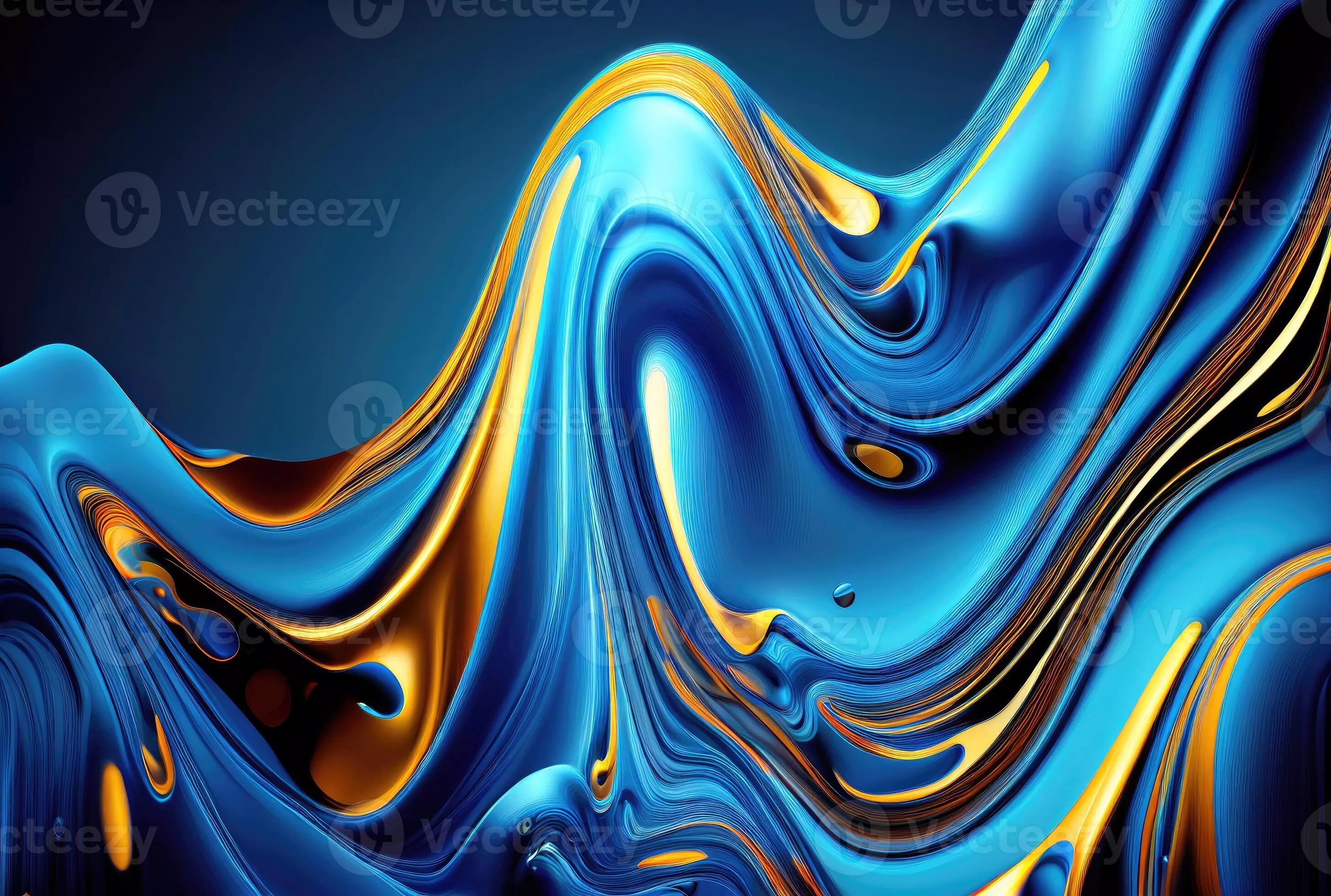 Glossy blue abstract liquid background