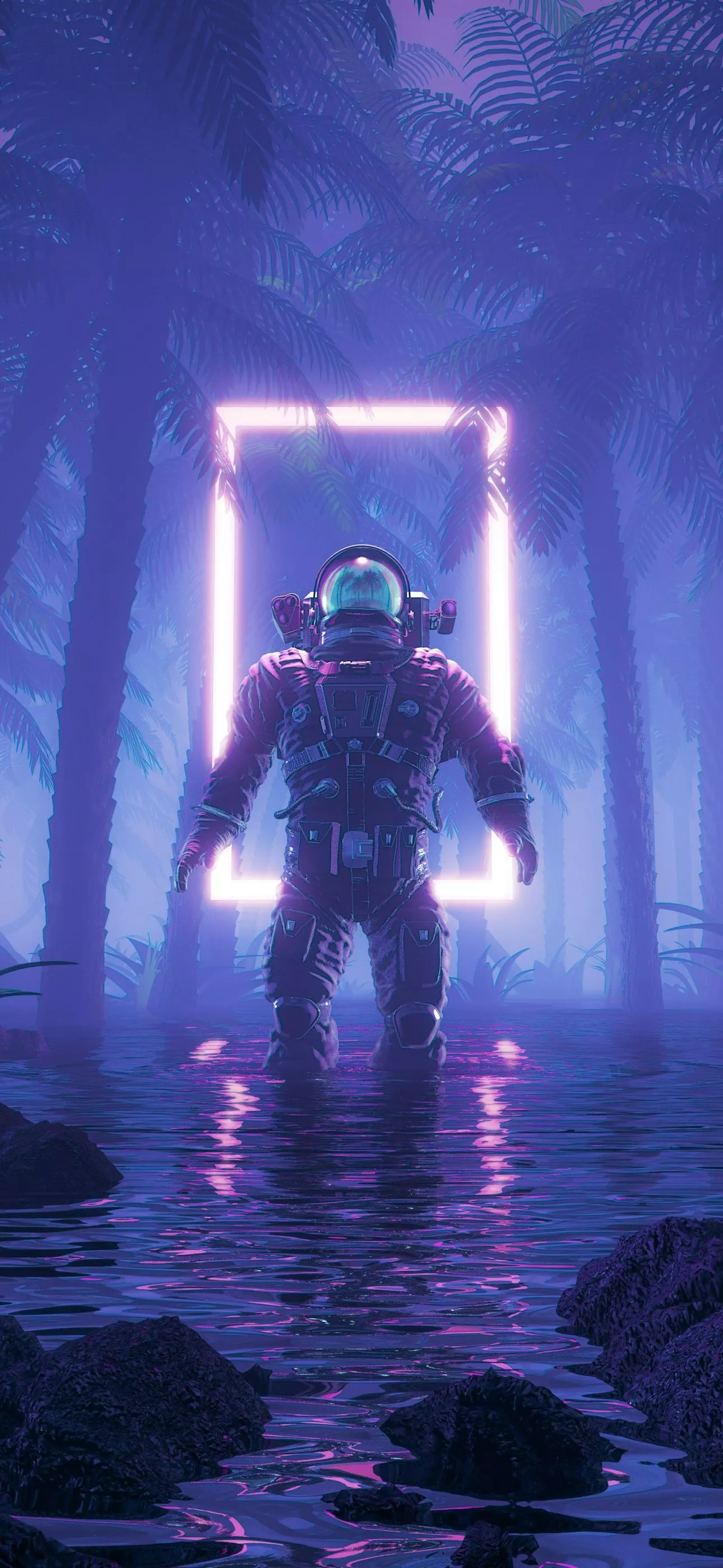 Cyberpunk Wallpaper 4K, Astronaut, Neon