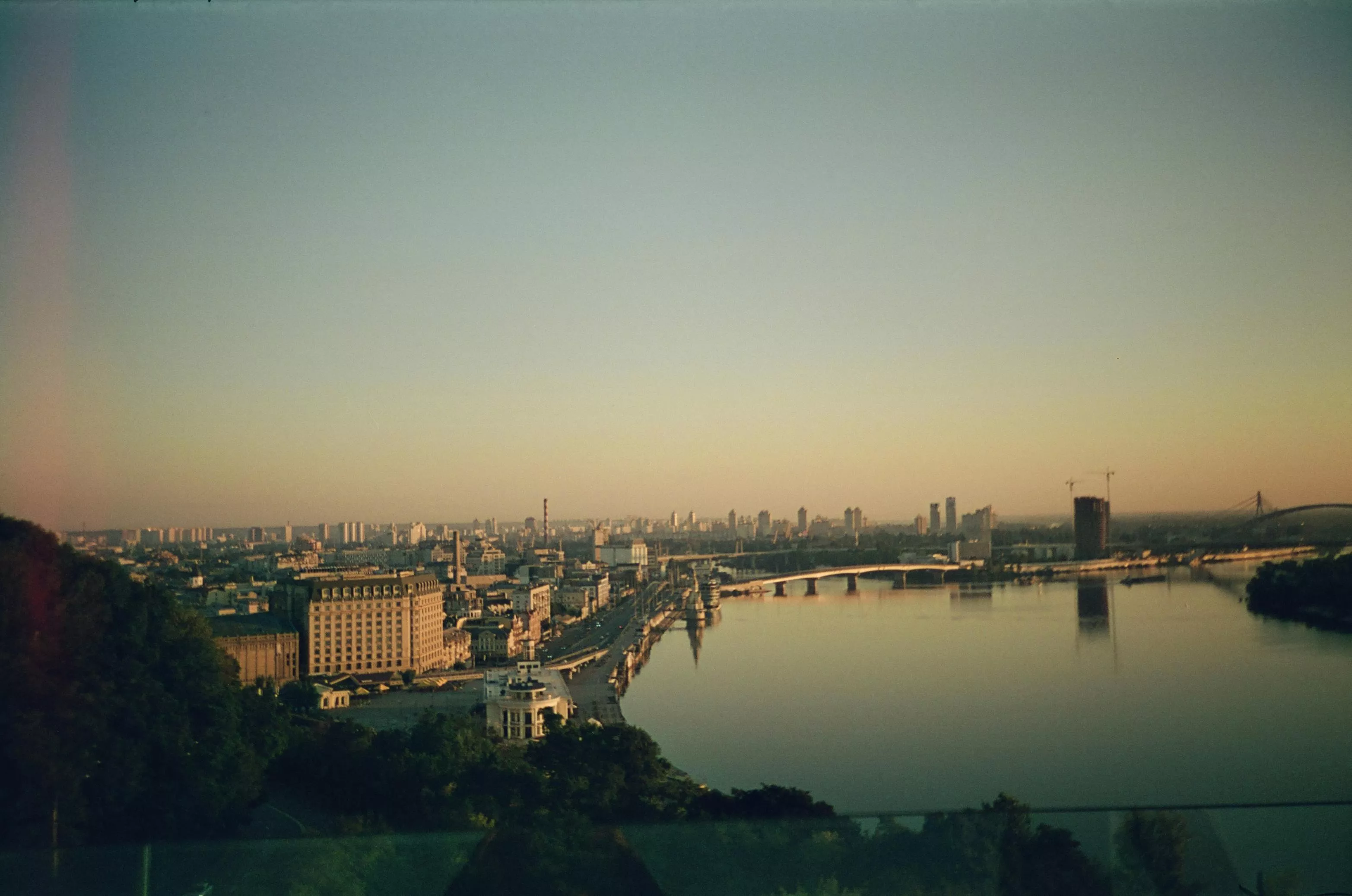 Scenic View of Kyiv at Sunrise Over