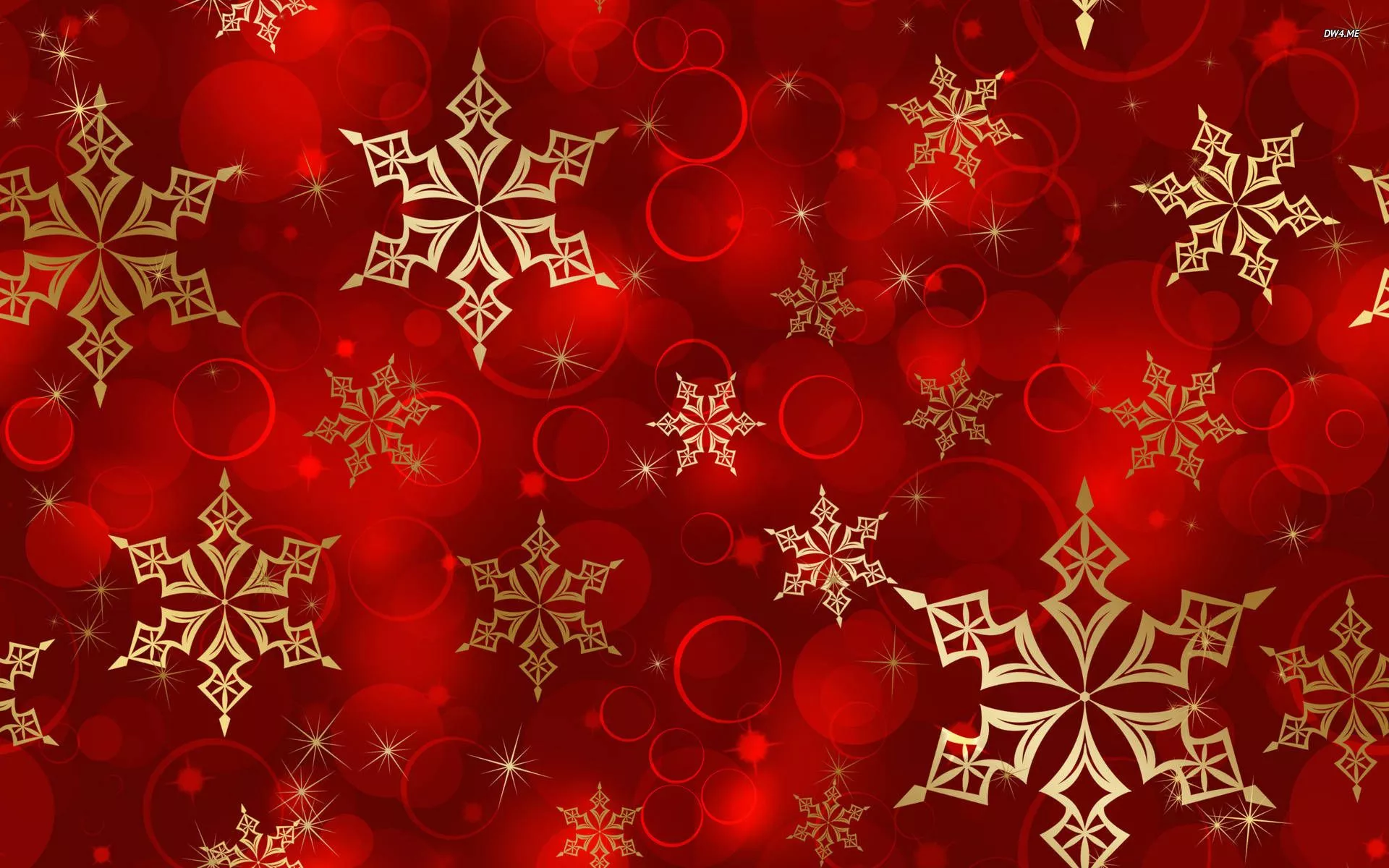 Download Gold Snowflakes Red Christmas Background Wallpaper