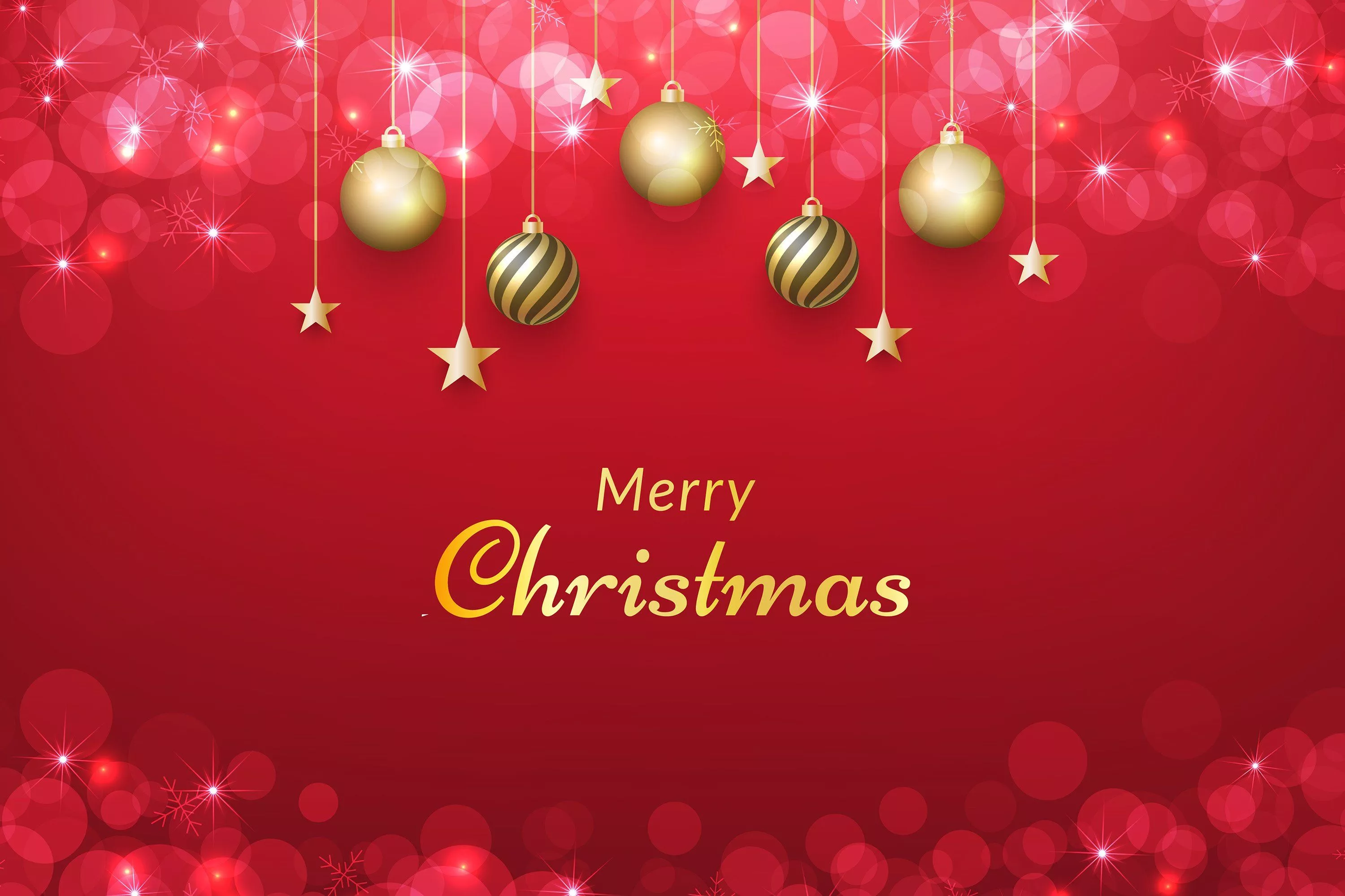 Red christmas background with gold